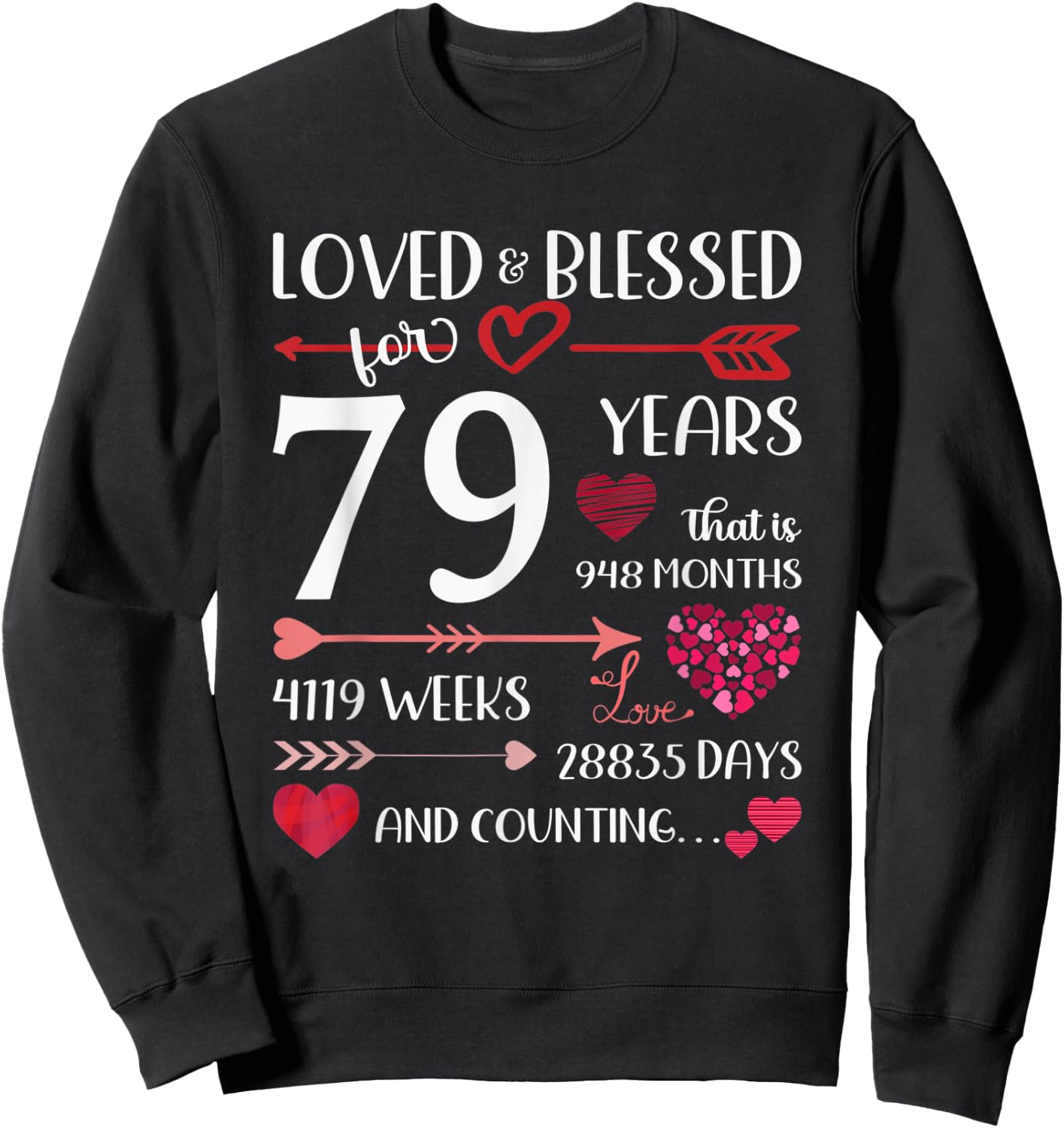 Loved And Blessed For 79 Years Old 79th Birthday Mothers Day Sweatshirt - Sweatshirt | Black