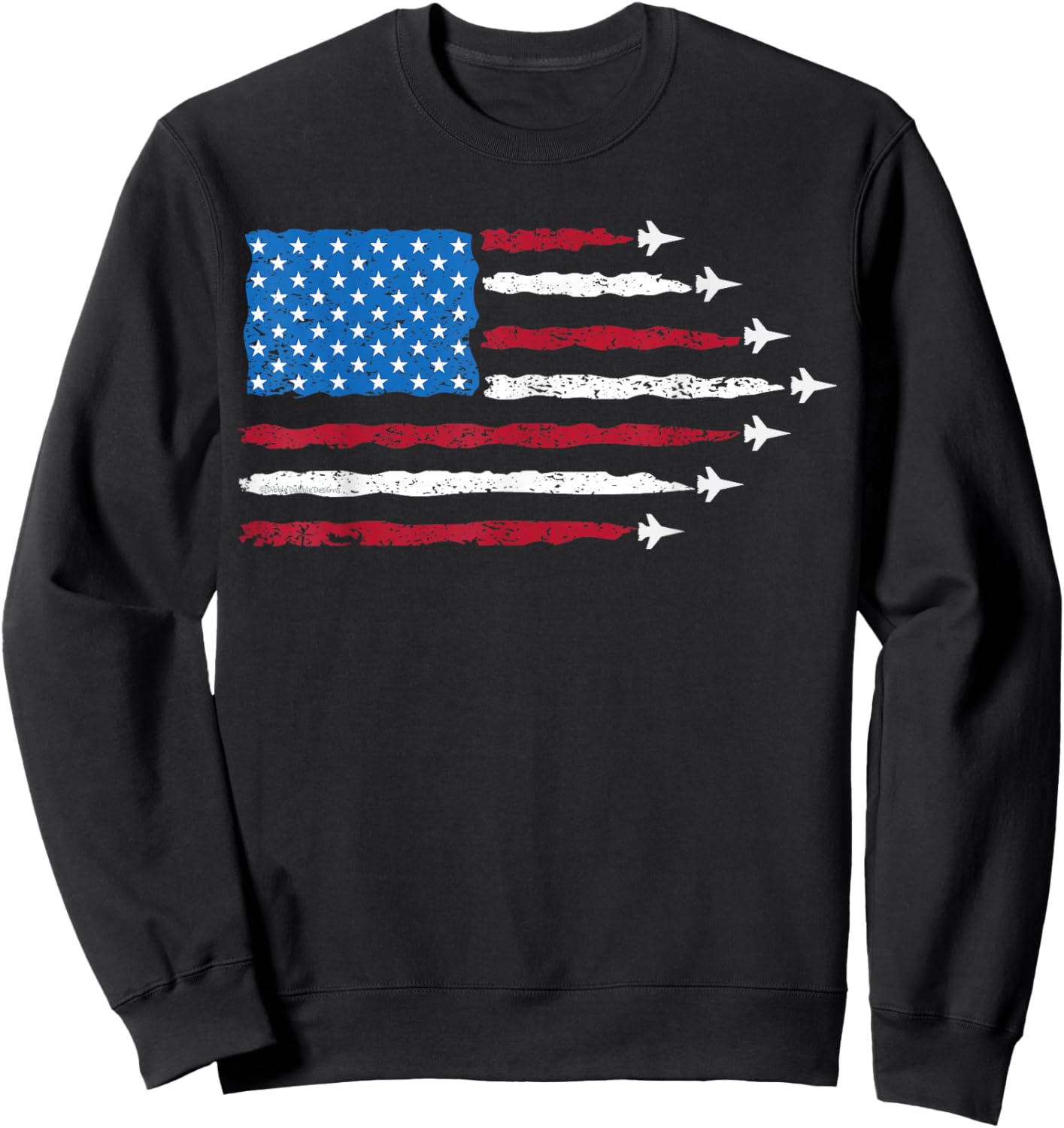 Patriotic Red White Blue USA Flag Fighter Jets 4th of July Sweatshirt - Sweatshirt | Black