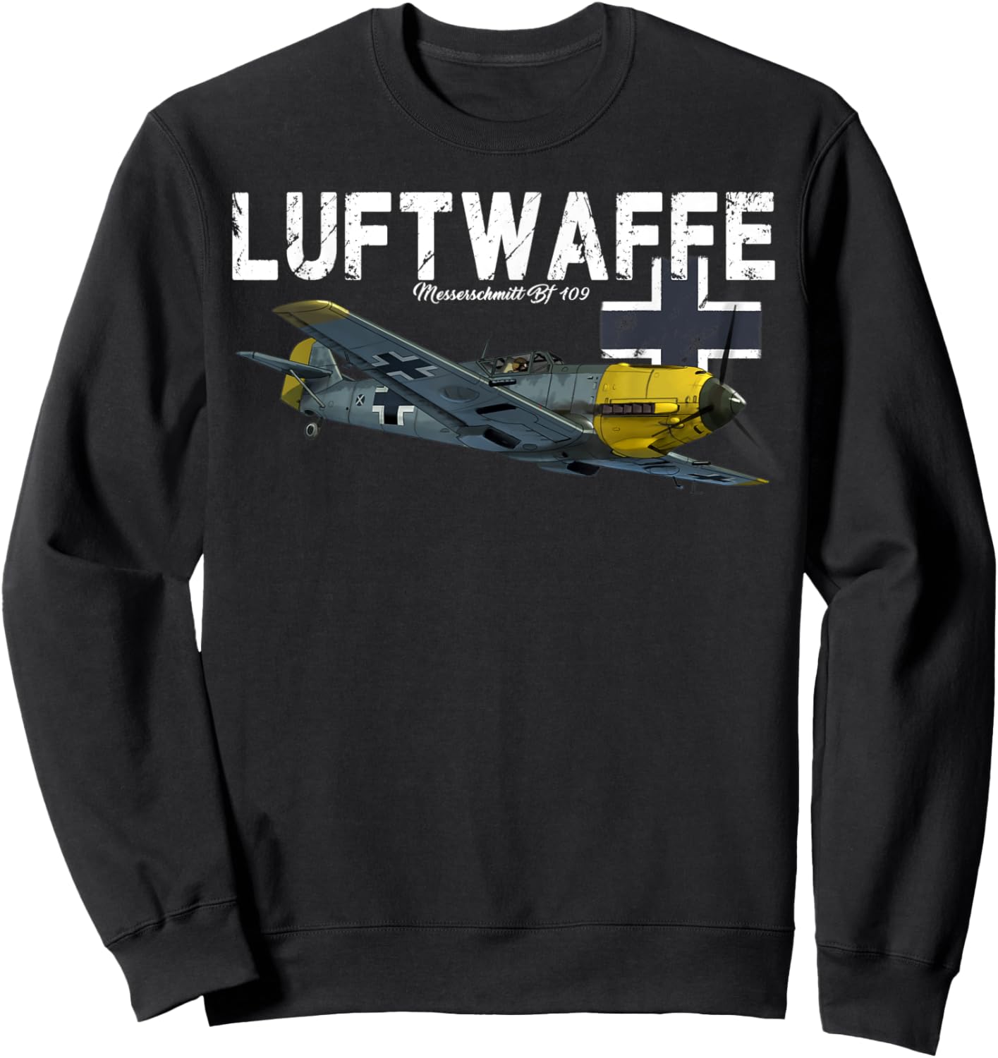 German Warbird I Messerschmitt BF-109 I WW2 Airplanes Sweatshirt - Sweatshirt | Black