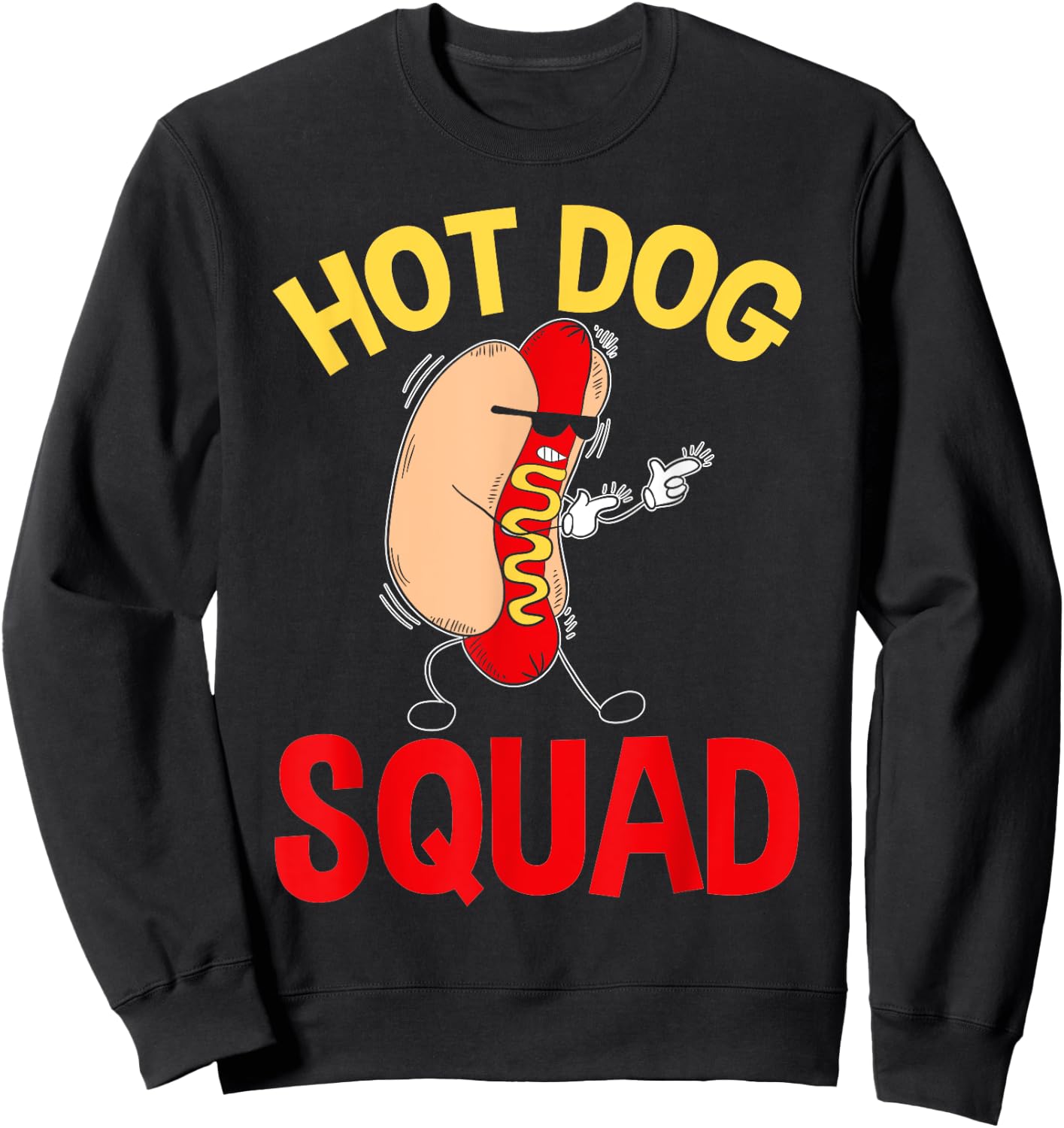Funny Hot Dog Squad Hot Dog Men Women Girls Kids Sweatshirt - Sweatshirt | Black