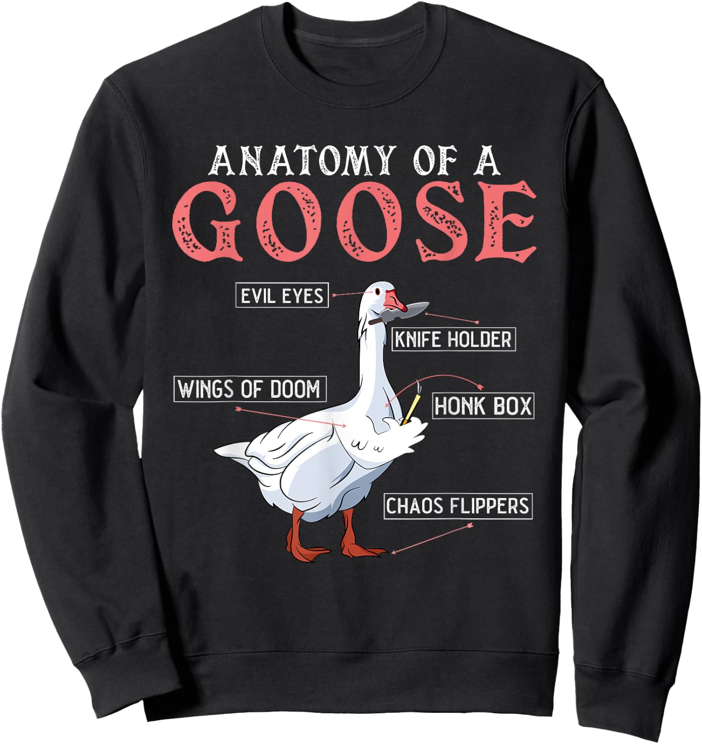Goose Meme Geese Meme from Goose University Honk Sweatshirt - Sweatshirt | Black