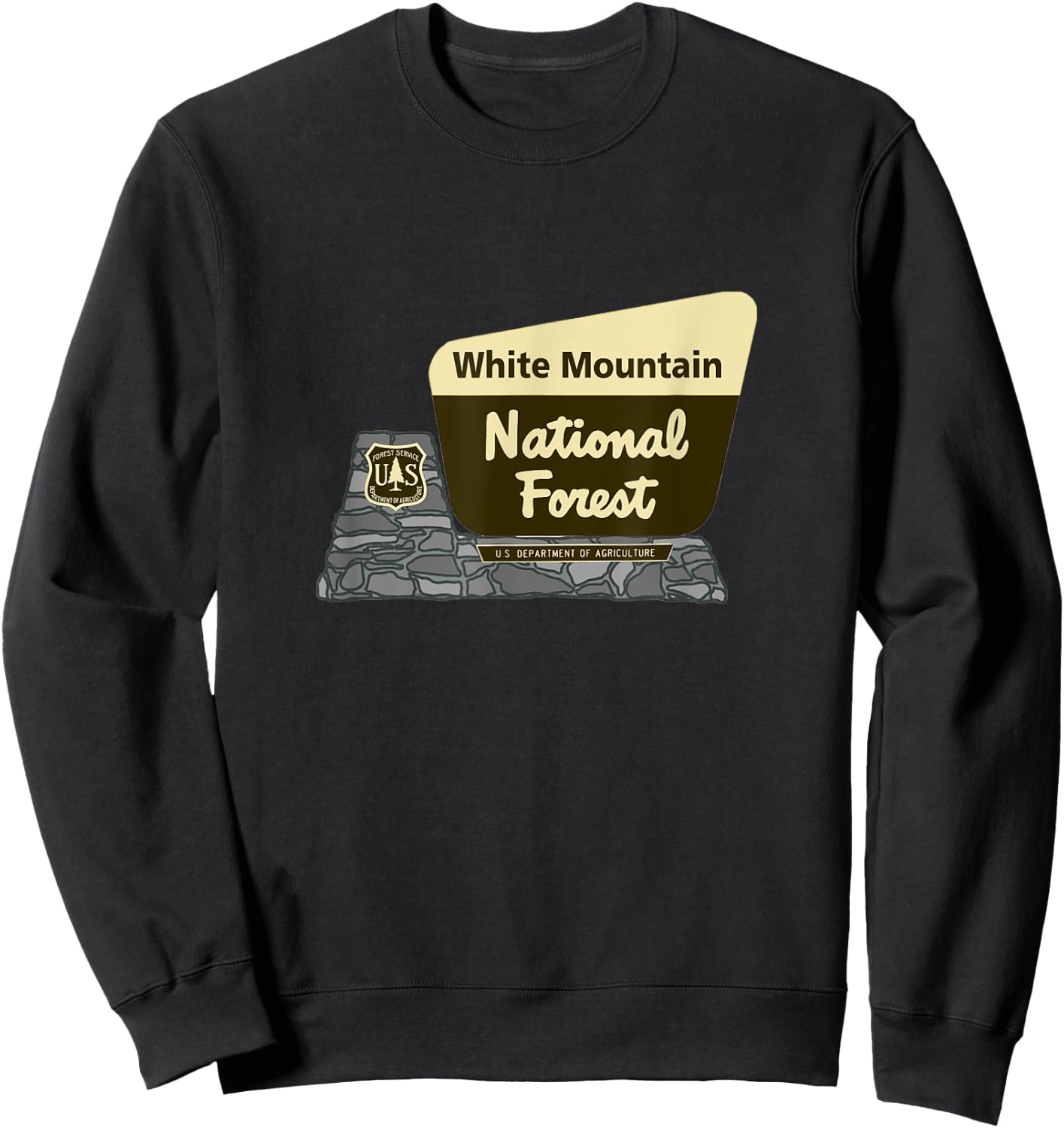 White Mountain National Forest Welcome Sign Sweatshirt - Sweatshirt | Black
