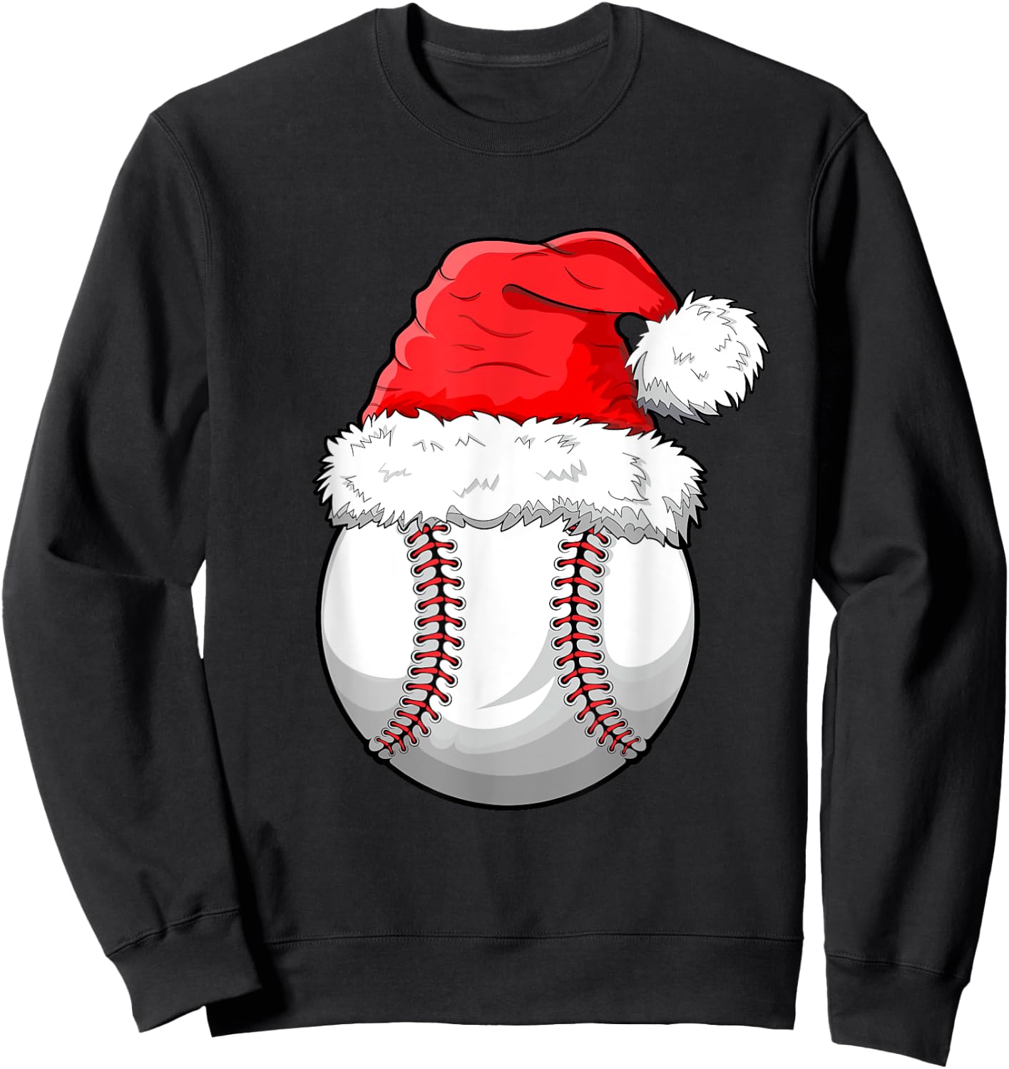 Christmas Baseball Ball Santa Hat Funny Sport Xmas Boys Men Sweatshirt - Sweatshirt | Black