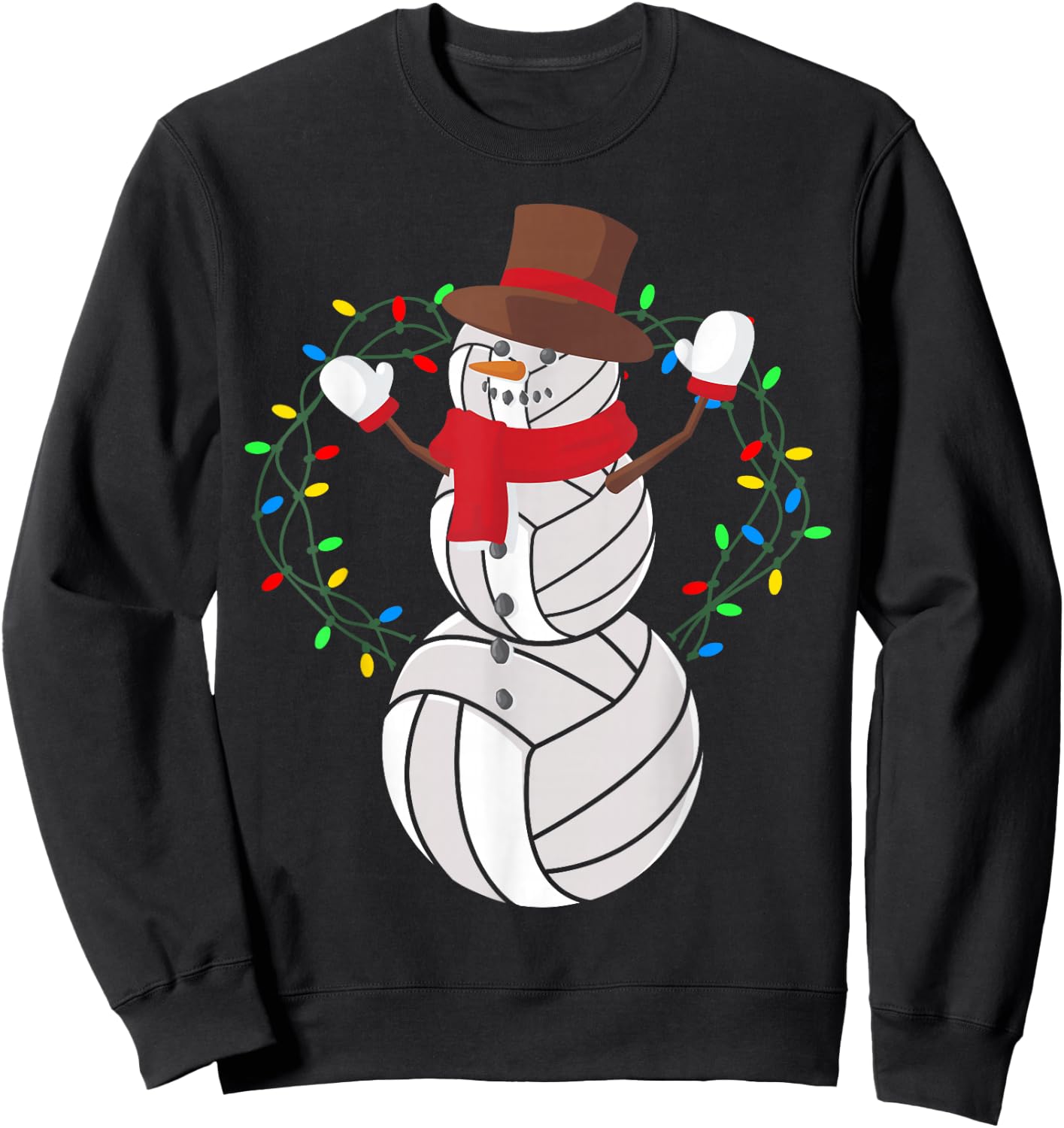 Volleyball Player Snowman Merry Xmas Christmas Day Sweatshirt - Sweatshirt | Black