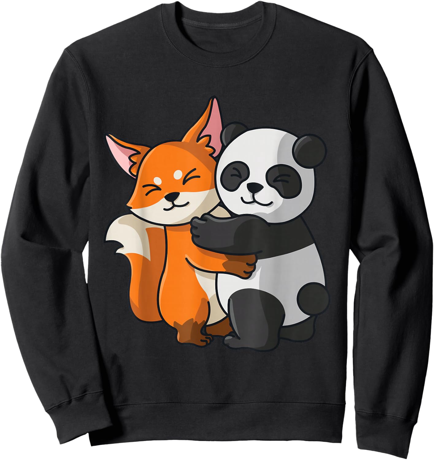Fox with panda, love, cute animals Sweatshirt - Sweatshirt | Black