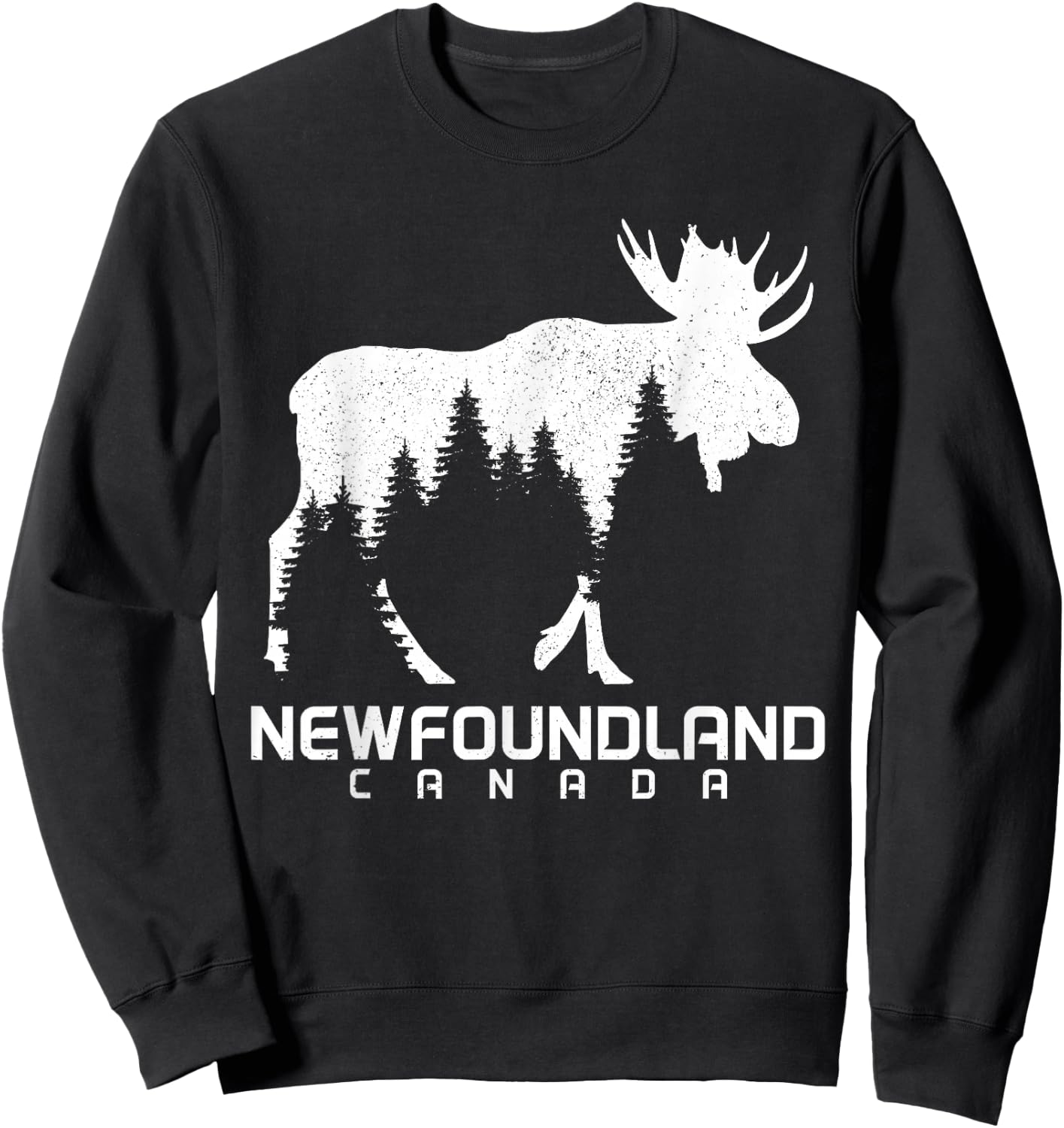 Newfoundland Canada Vintage Pride Souvenir Moose Nature Sweatshirt - Sweatshirt | Black