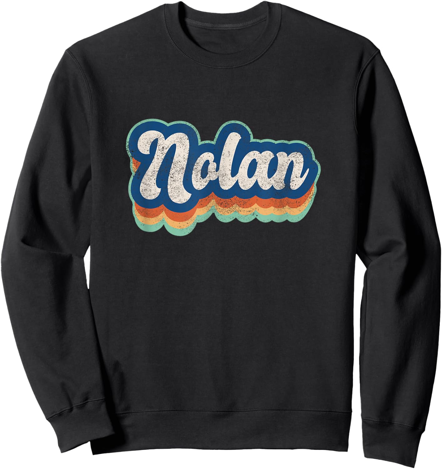 Nolan First Name Boy Vintage Style 70s 80s Personalized Sweatshirt - Sweatshirt | Black