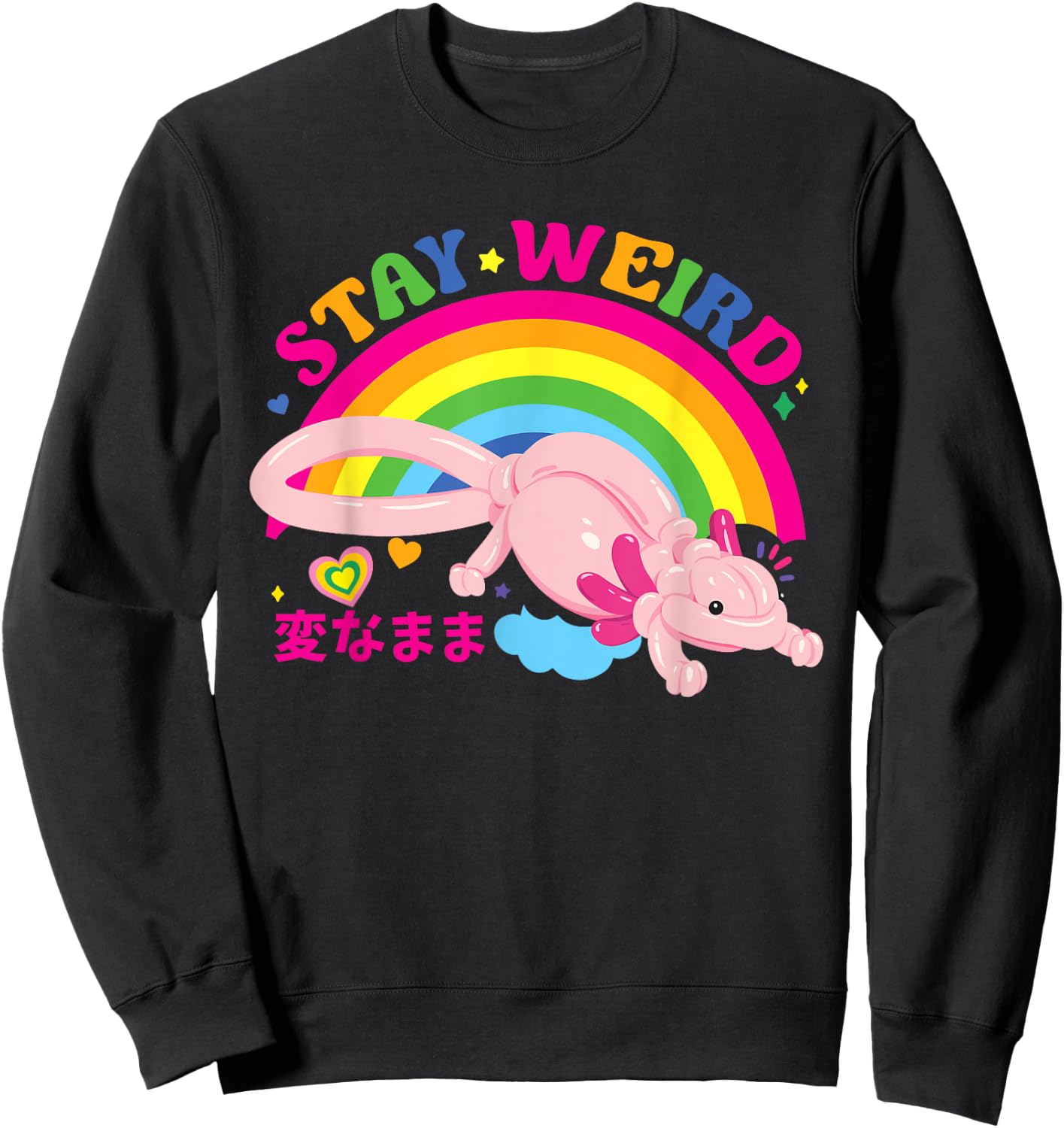 Kidcore Clothes Balloon Axolotl Aesthetic Decora Stay Weird Sweatshirt - Sweatshirt | Black