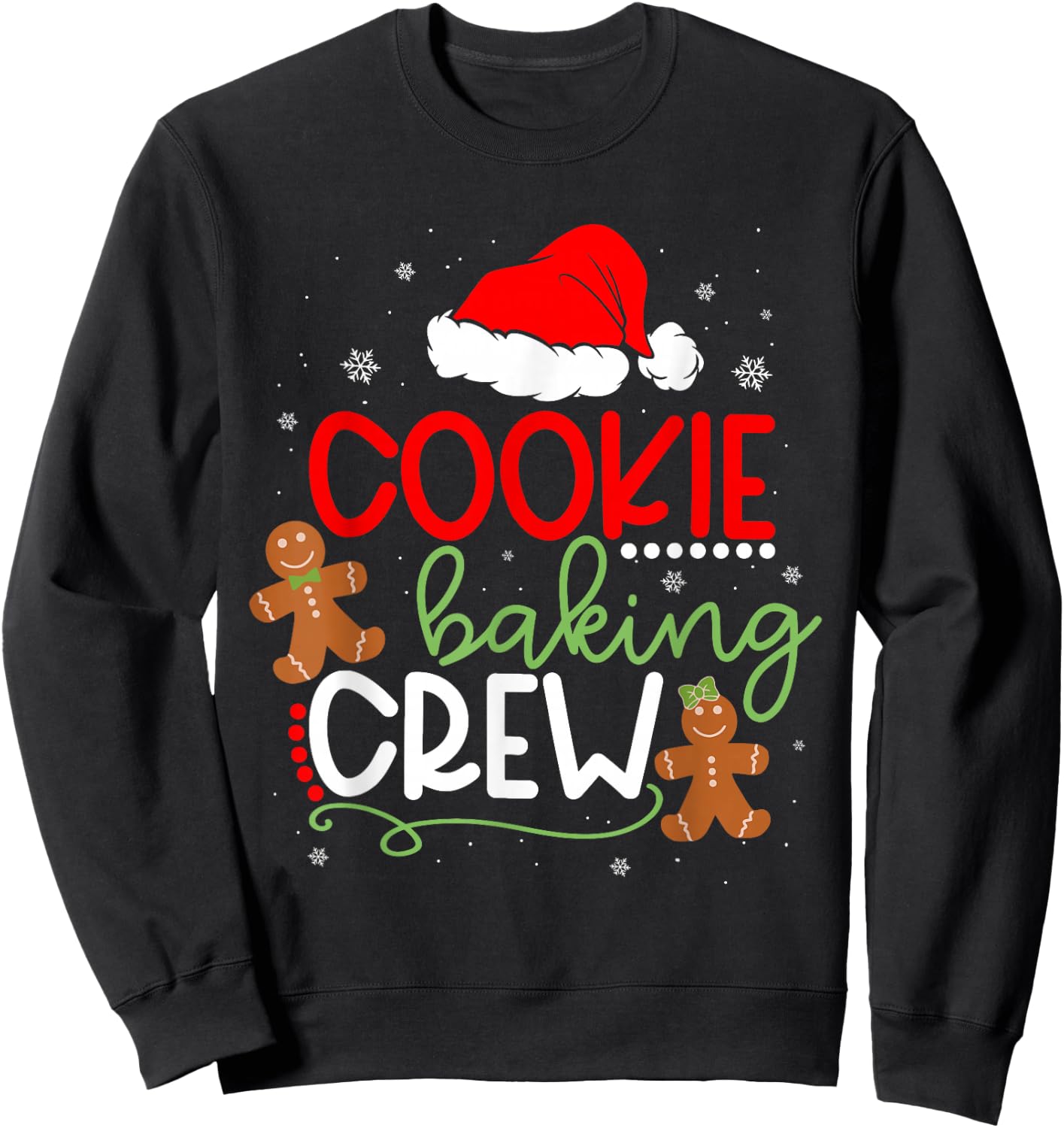 Merry Christmas Cookie Baking Crew Ginger Santa Pajamas Xmas Sweatshirt - Sweatshirt | Black