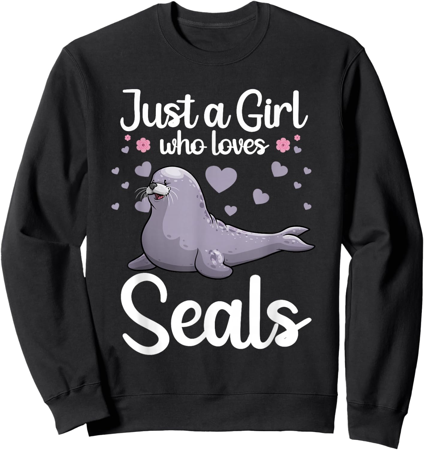 Cool Seal Art Women Sea Animal Lover Ocean Zookeeper Sweatshirt - Sweatshirt | Black