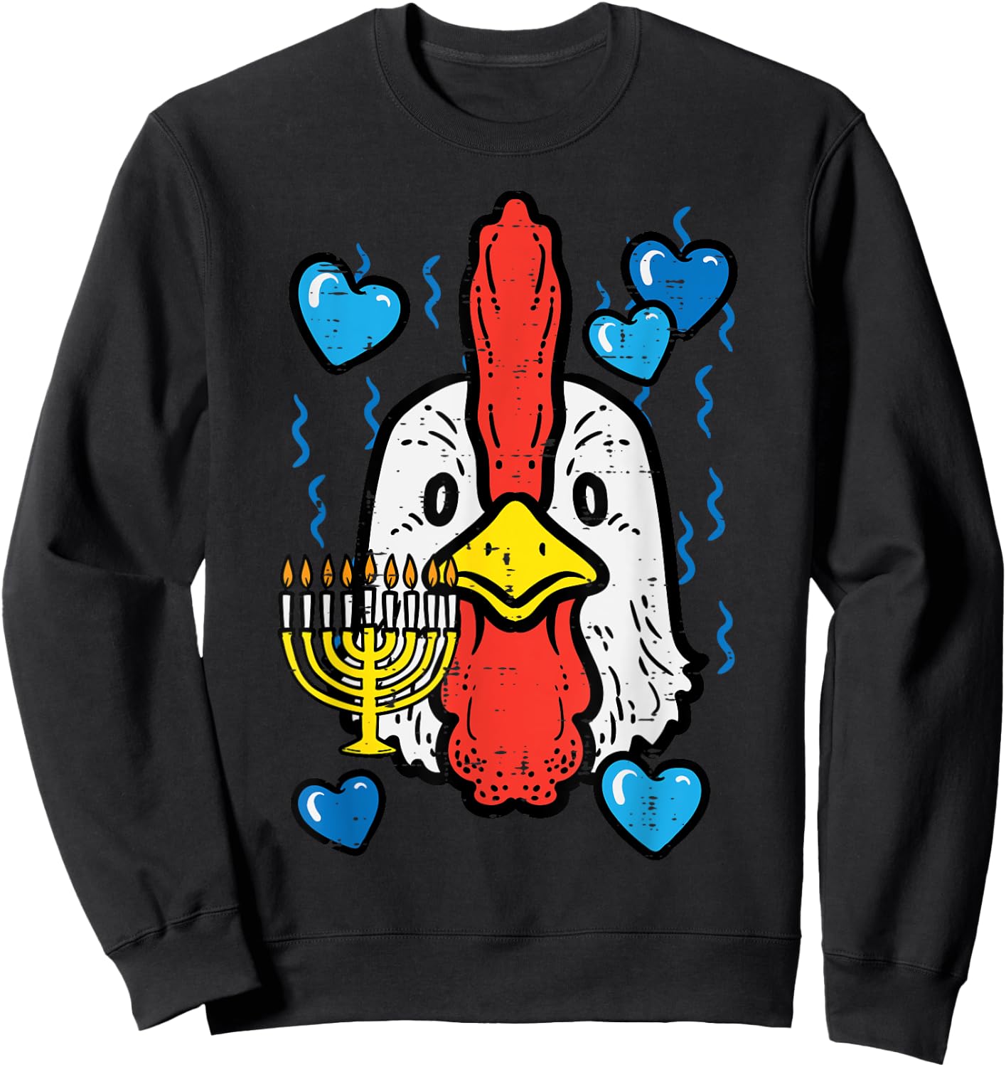 Hanukkah Chicken Face Chanukah Farm Jew Women Girls Boys Kid Sweatshirt - Sweatshirt | Black