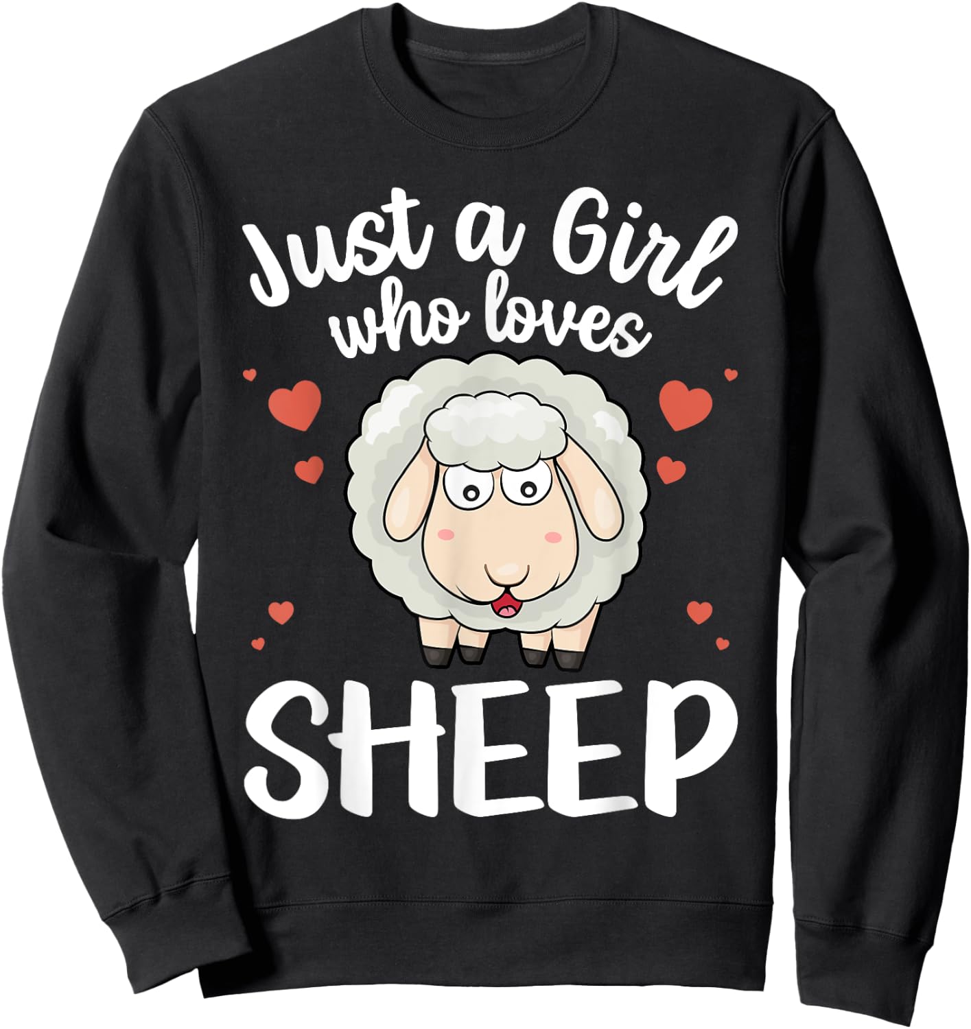 Cool Sheep Girls Kids Love Lamb Sheep Lover Farmer Sweatshirt - Sweatshirt | Black