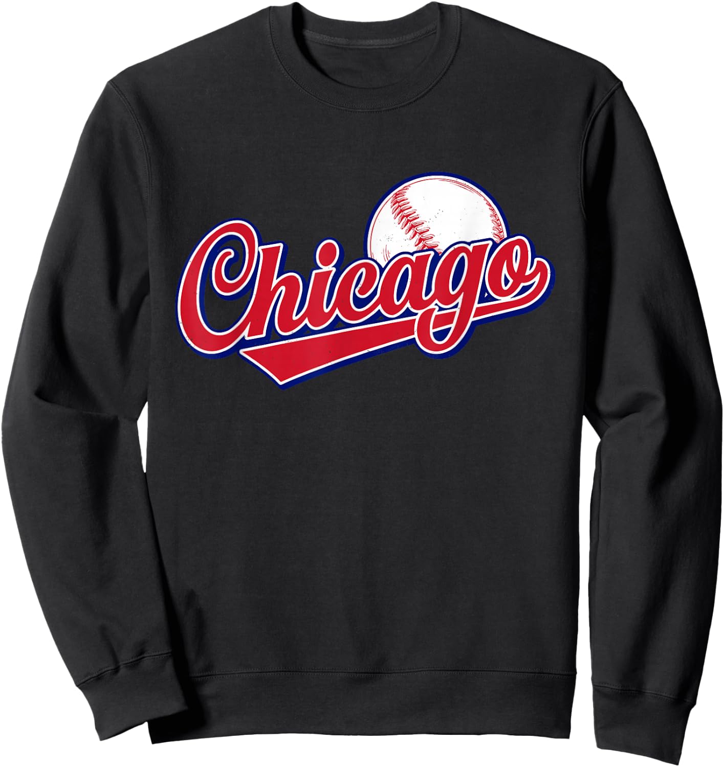 Vintage Chicago Funny Baseball Lover Graphic Men Women Sweatshirt - Sweatshirt | Black