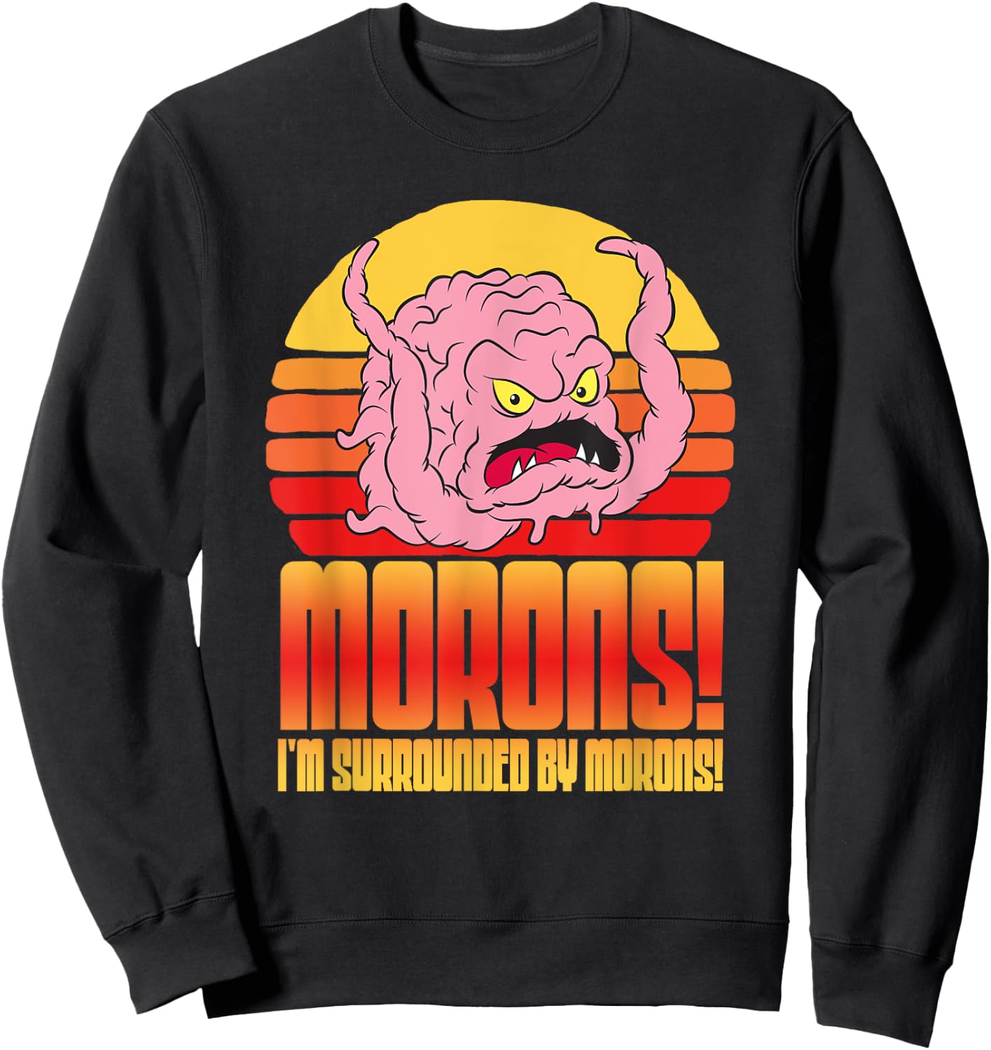 Mademark x Teenage Mutant Ninja Turtles - Krang: Morons! I’m Surrounded by Morons! TMNT Retro Funny Sweatshirt - Sweatshirt | Black