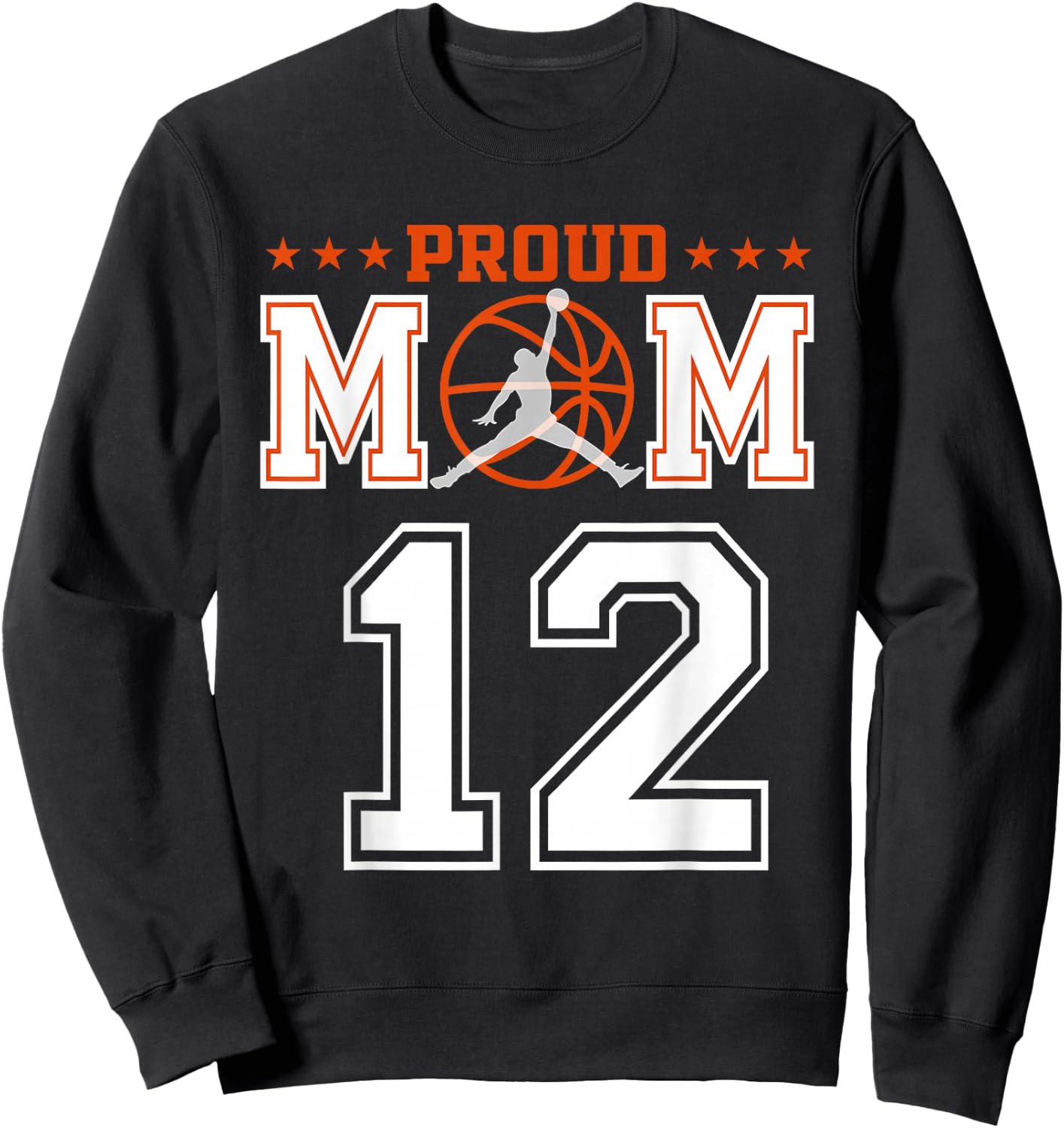 Custom Number 12 Proud Basketball Mom Personalized Sport Lov Sweatshirt - Sweatshirt | Black