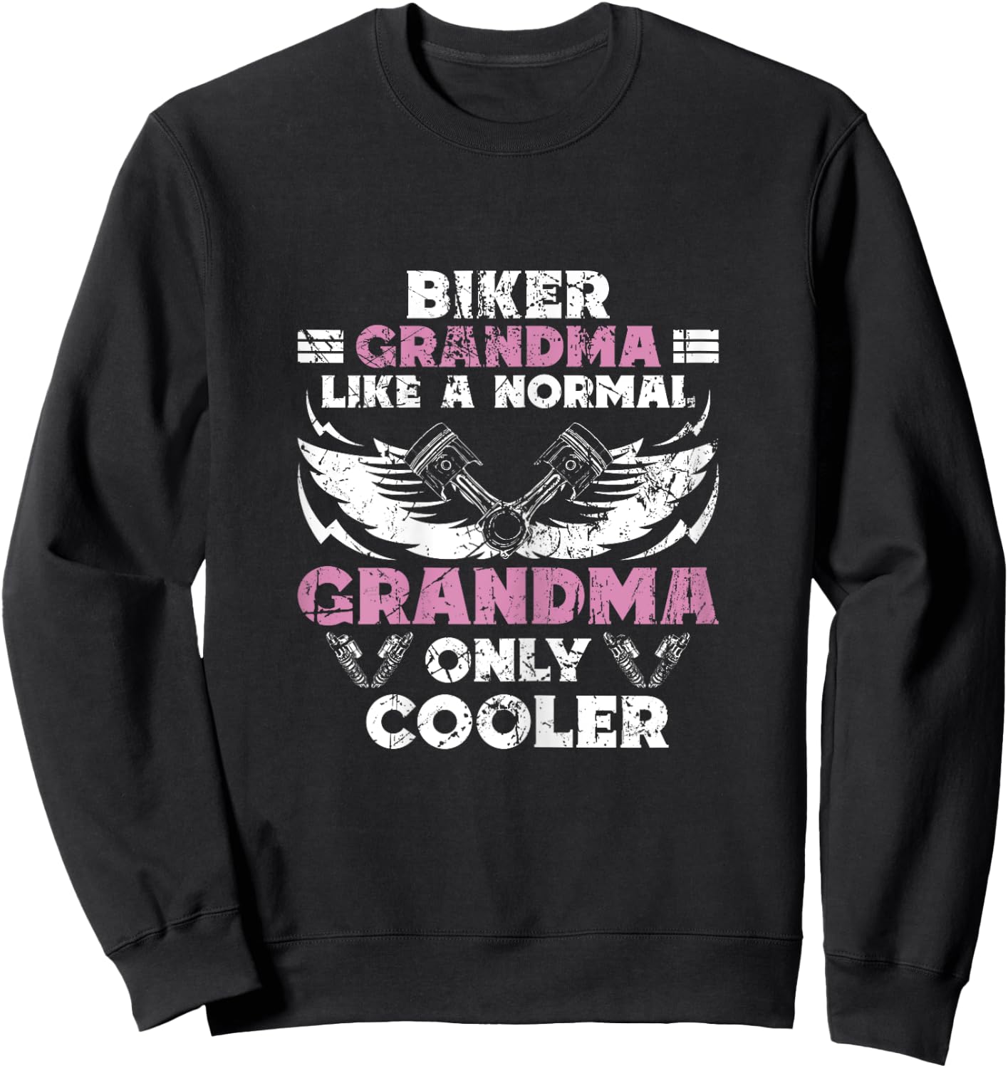 Biker Grandma Motorcycle Vintage Grandmother Motorbike Sweatshirt - Sweatshirt | Black