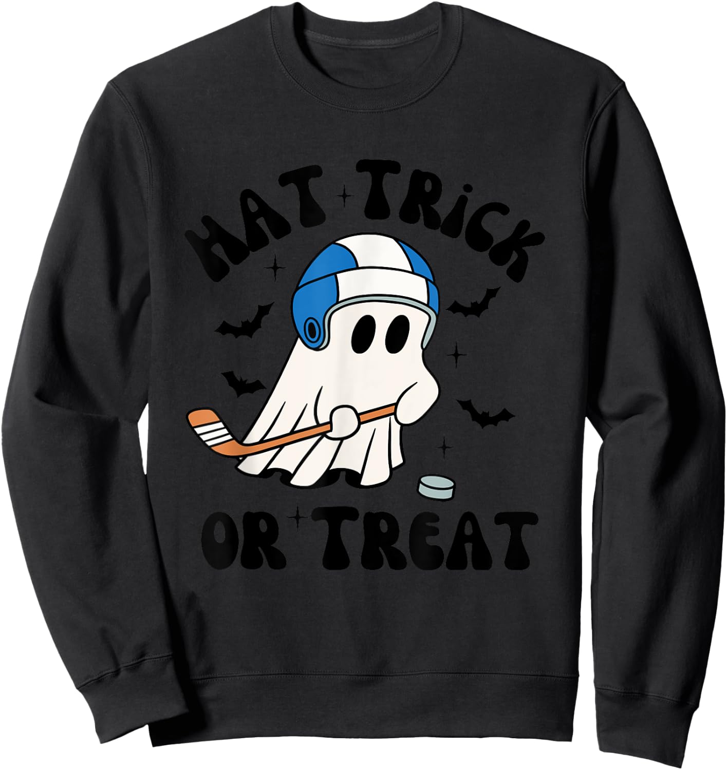 Hat Trick or Treat, Hilarious Hockey Halloween Family Shirt Sweatshirt - Sweatshirt | Black