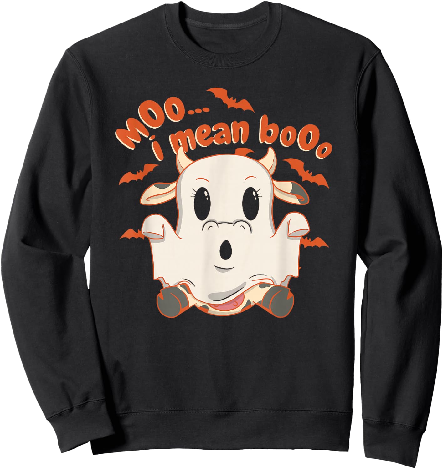 Halloween Moo Cow Dressed as a Ghost Sweatshirt - Sweatshirt | Black