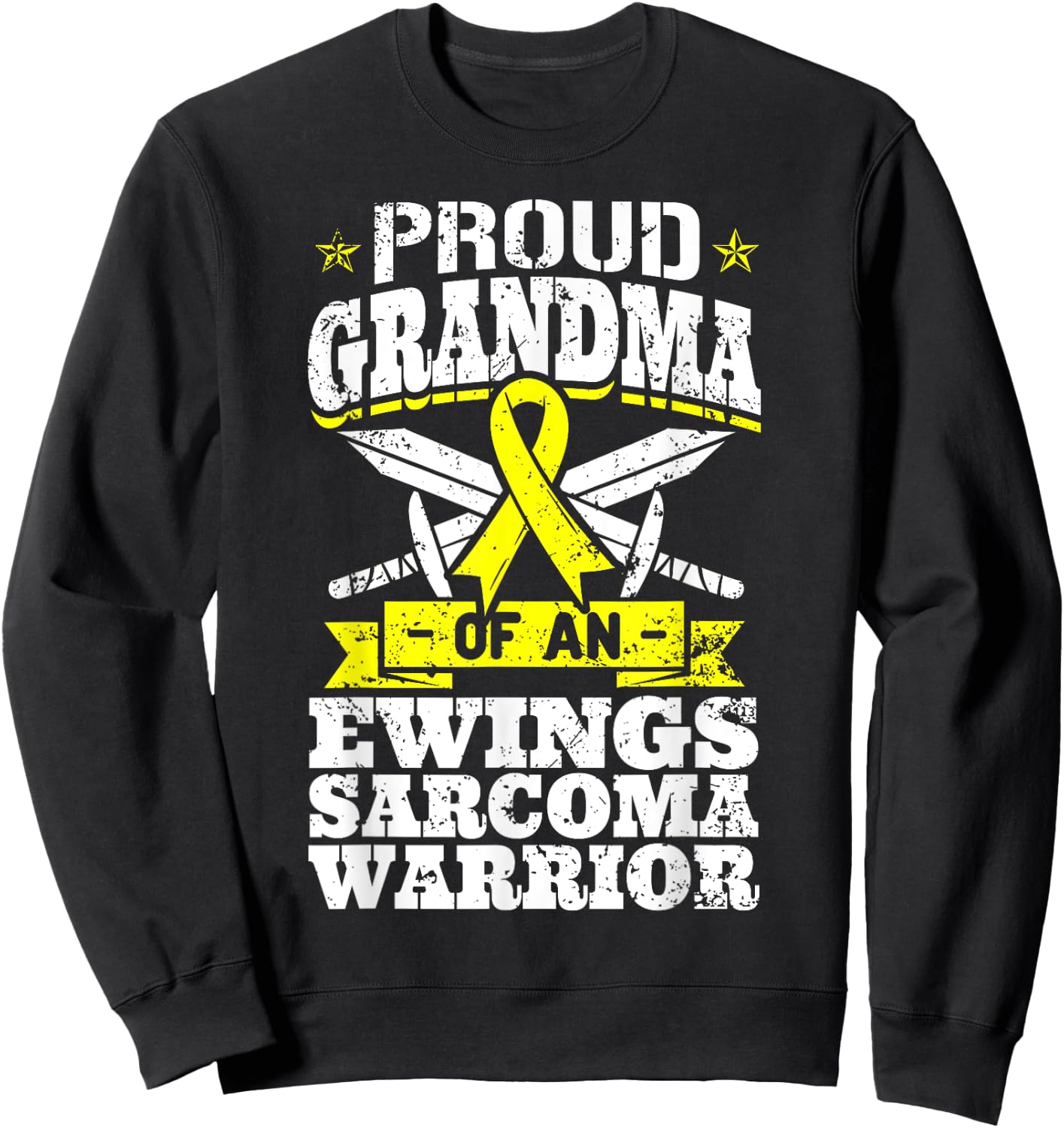 Proud Grandma Of An Ewings Sarcoma Warrior Awareness Ribbon Sweatshirt - Sweatshirt | Black