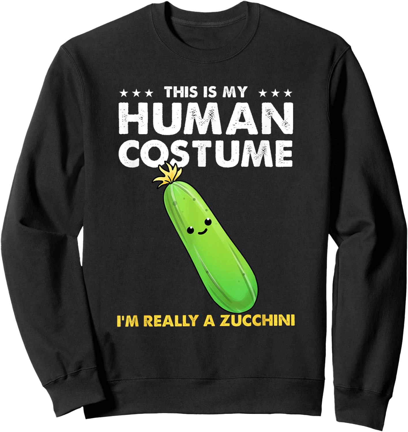 This Is My Human Costume Zucchini Halloween Sweatshirt - Sweatshirt | Black