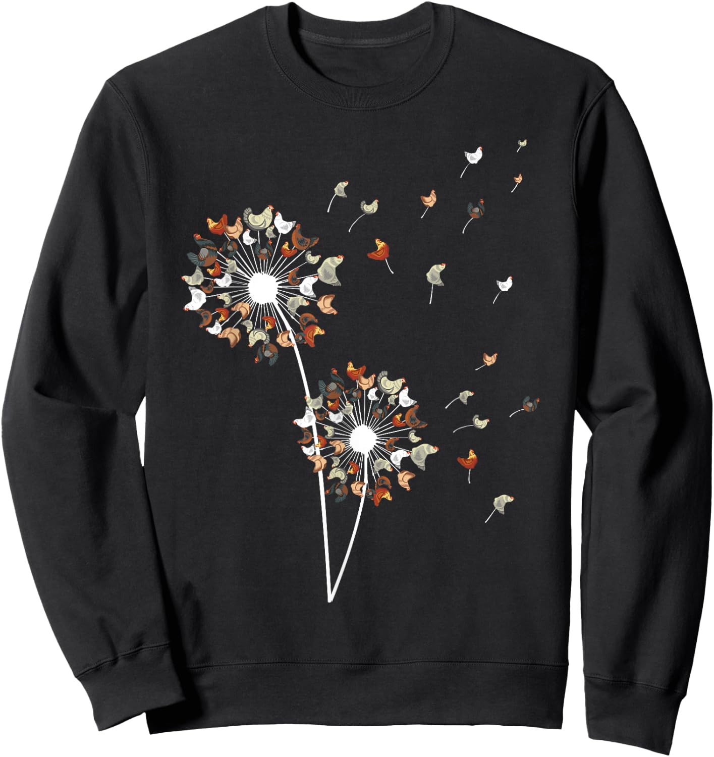Chicken Art Women Dandelion Lovers Chicken Farmer Sweatshirt - Sweatshirt | Black