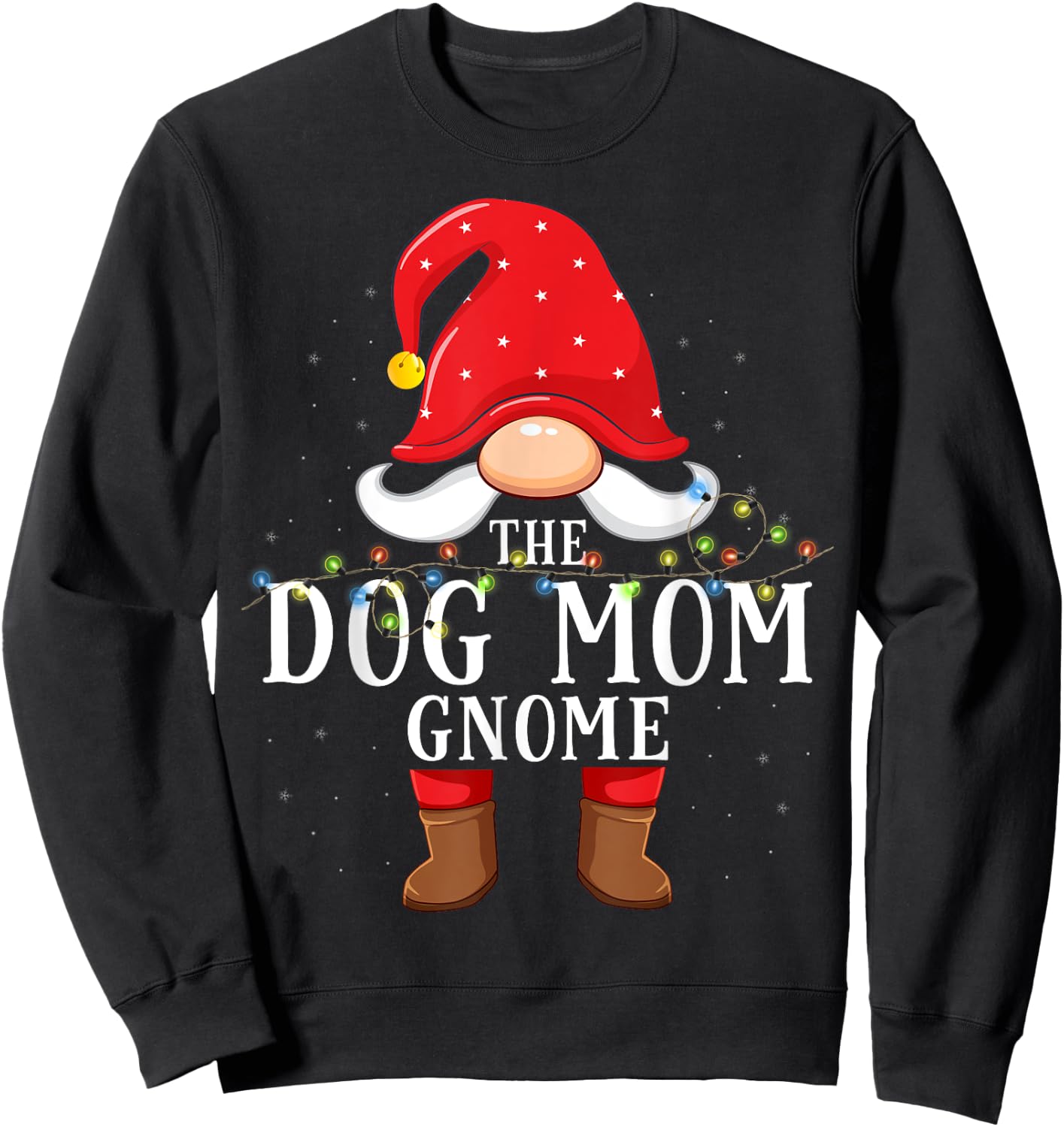 Dog mom Gnome Matching Christmas Family Pajama Sweatshirt - Sweatshirt | Black