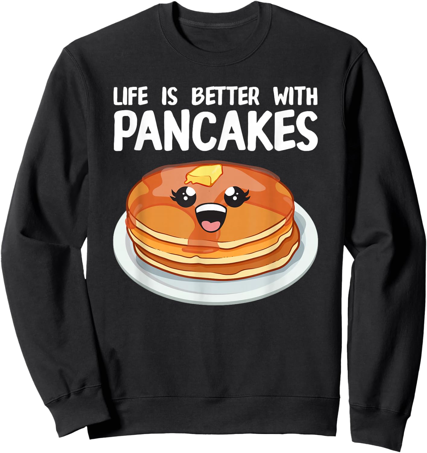 Funny Pancakes Art Men Women Brunch Breakfast Pancake Maker Sweatshirt - Sweatshirt | Black