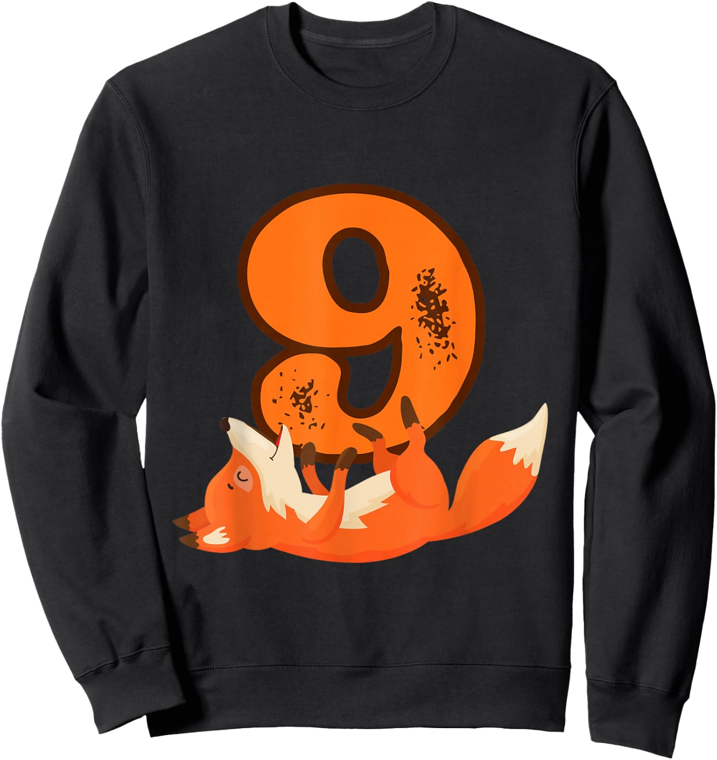 9th Birthday For Girls Gift Funny 9 Years Old Boy Fox Sweatshirt - Sweatshirt | Black