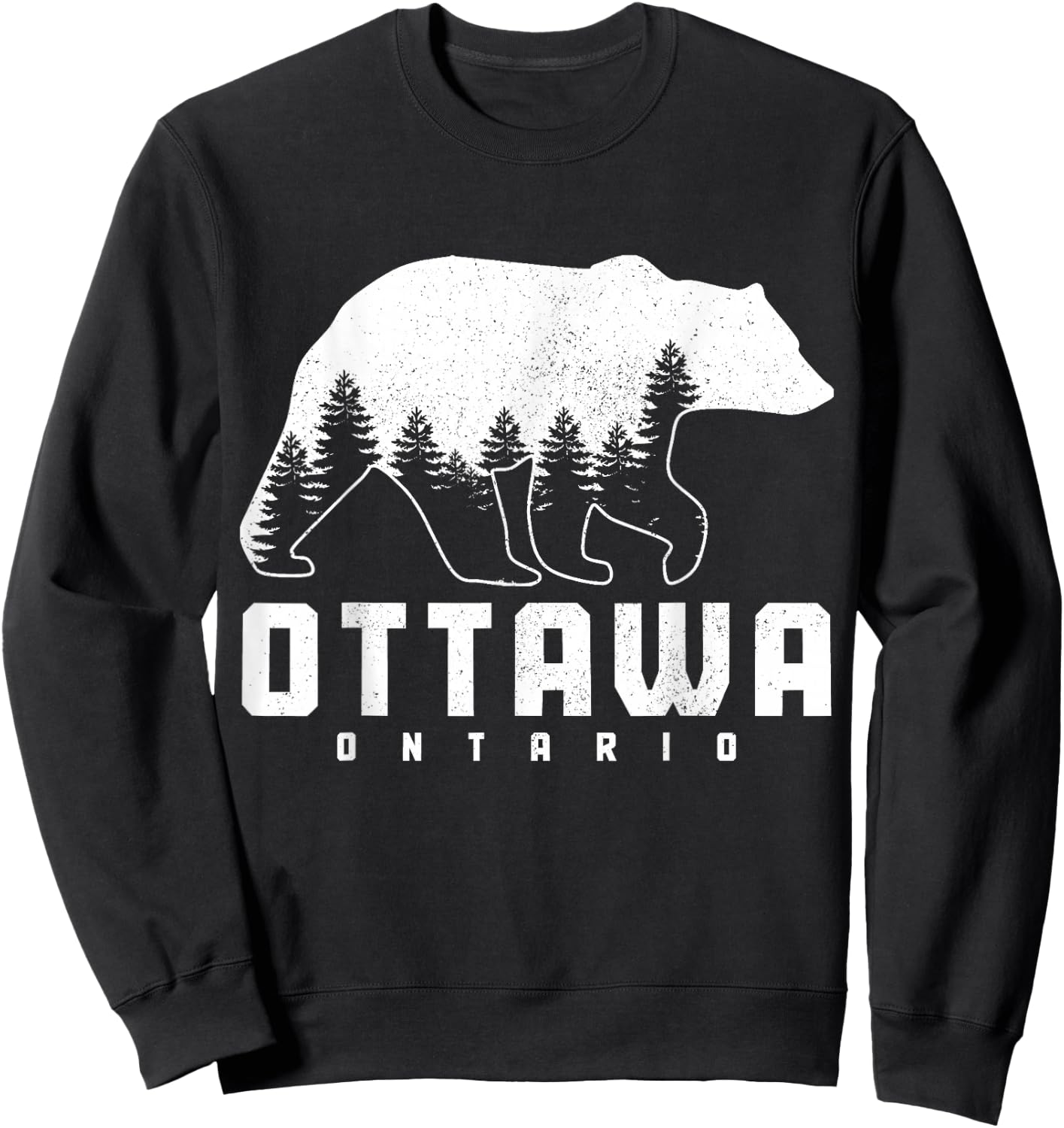 Ottawa Ontario Canada Bear Grizzly Pride Outdoor Vintage Sweatshirt - Sweatshirt | Black
