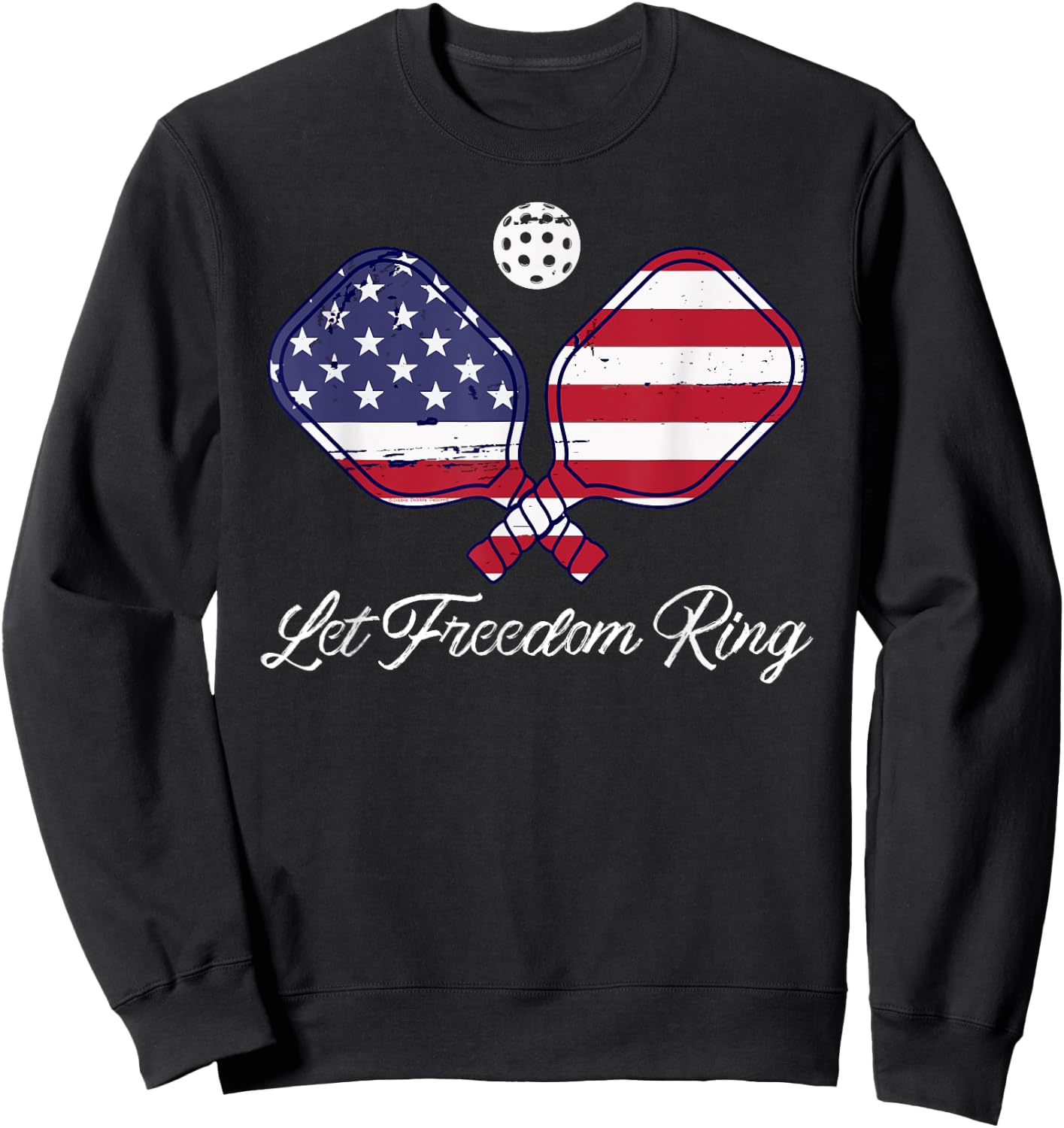 Patriotic Pickleball Let Freedom Ring 4th of July Pickleball Kids Men Sweatshirt - Sweatshirt | Black