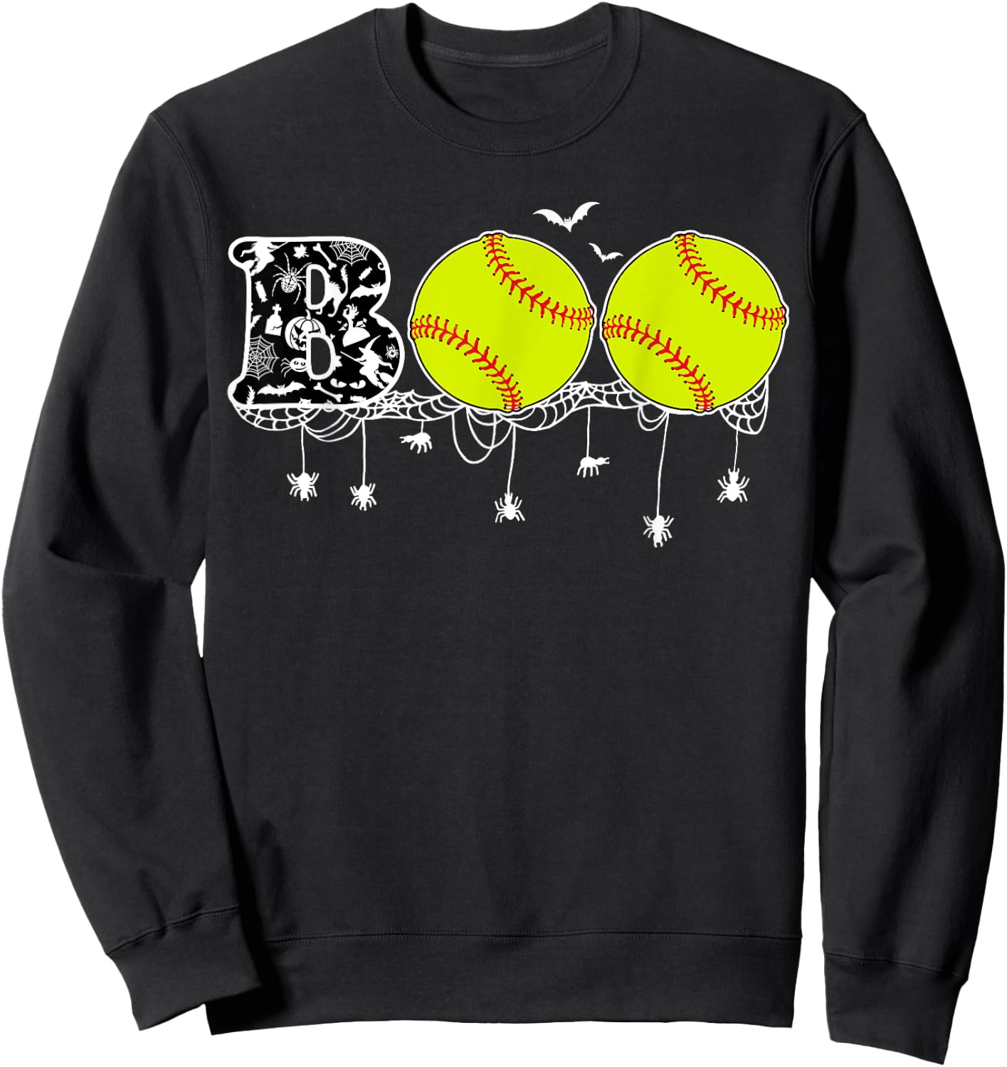 Halloween Softball Lover Boo Baseball Player Women Sweatshirt - Sweatshirt | Black