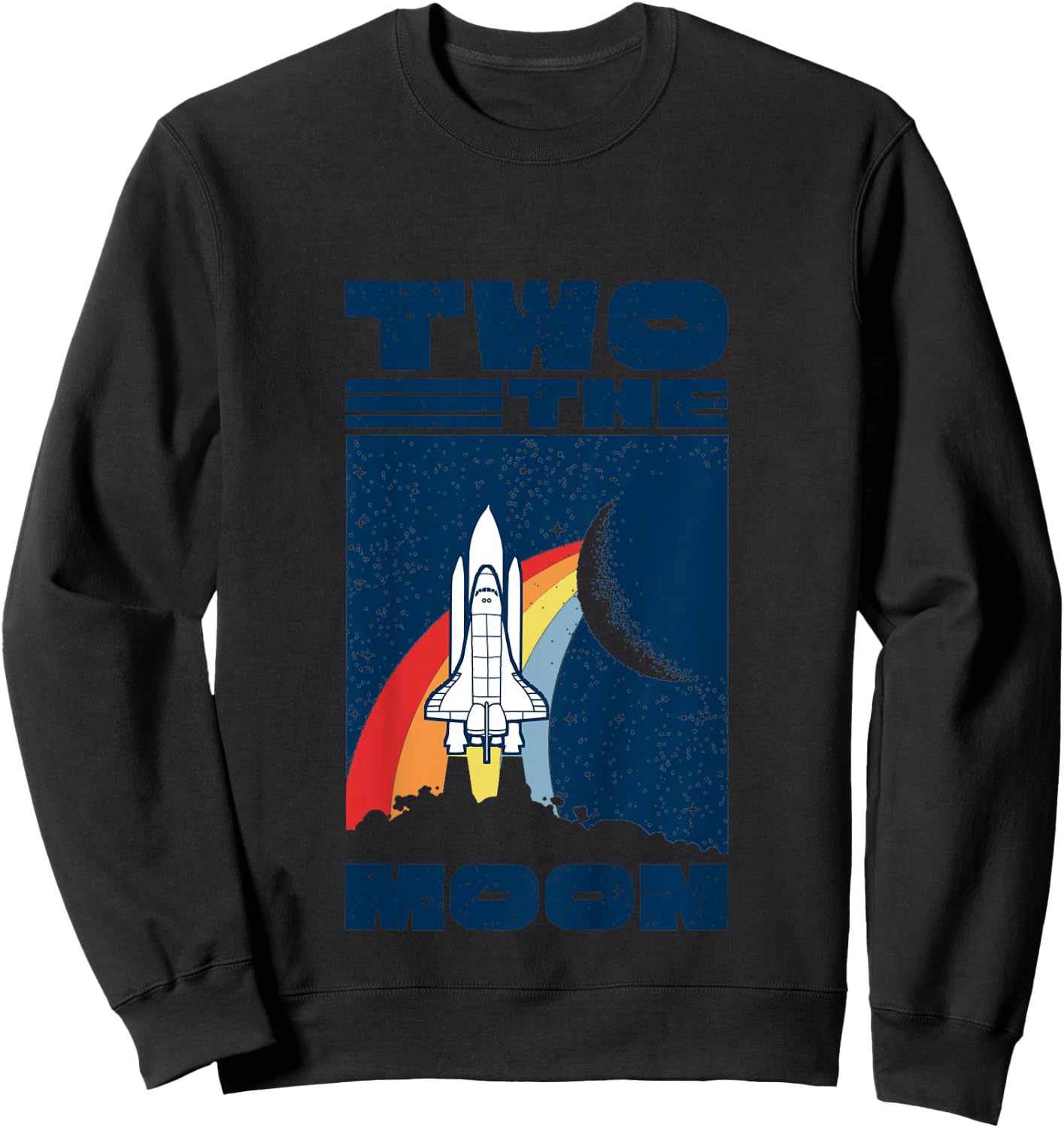 Vintage Retro Two The Moon 2 Year Old 2nd Birthday Party Sweatshirt - Sweatshirt | Black
