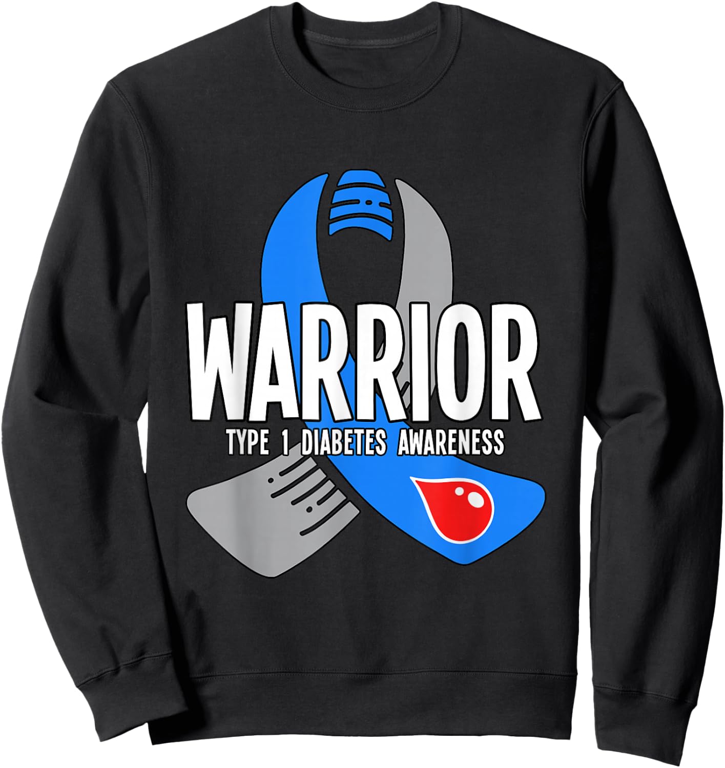 Warrior Type 1 Diabetes Awareness Sweatshirt - Sweatshirt | Black