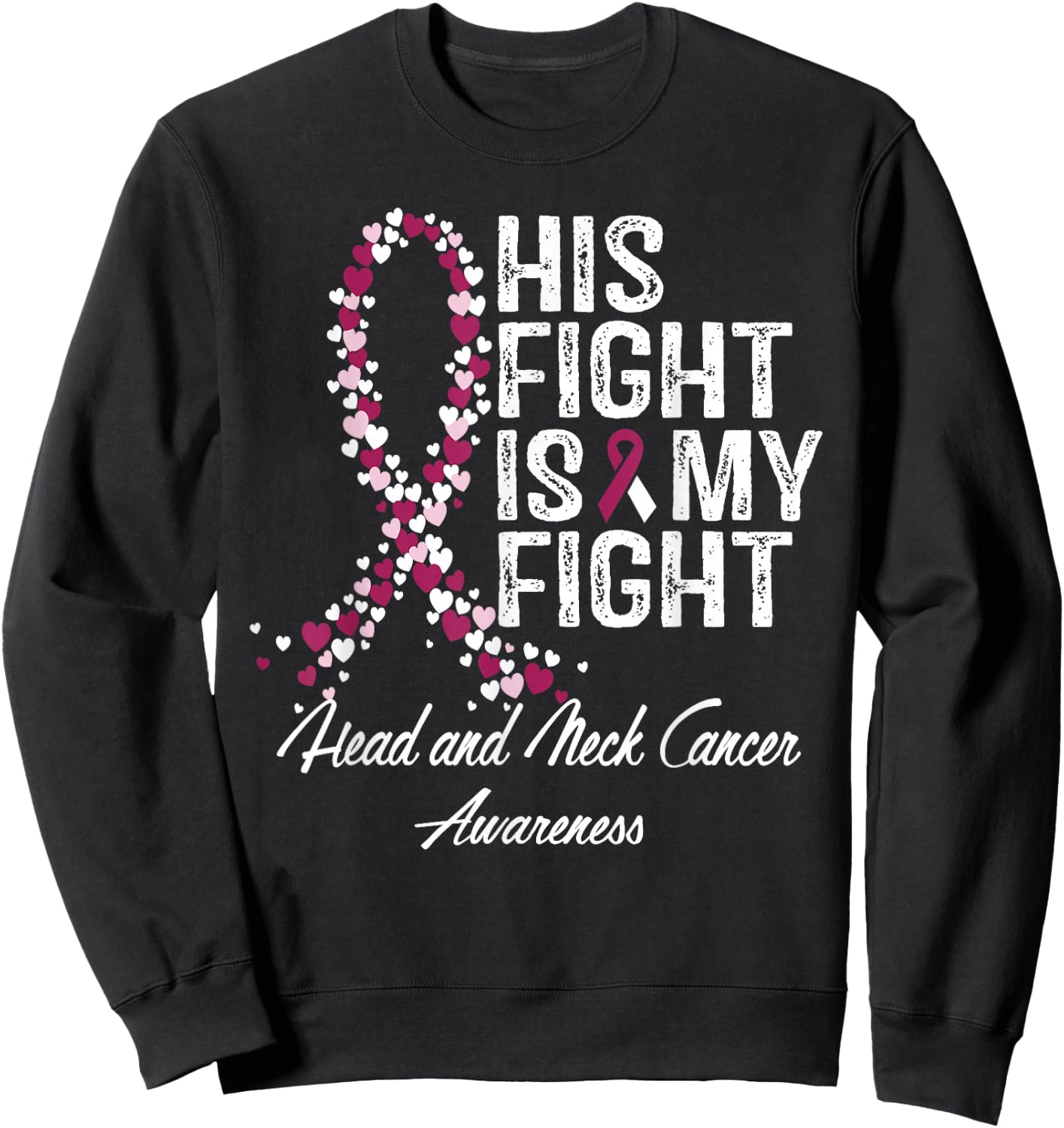 Head and Neck Cancer Awareness His Fight Is My Support Sweatshirt - Sweatshirt | Black