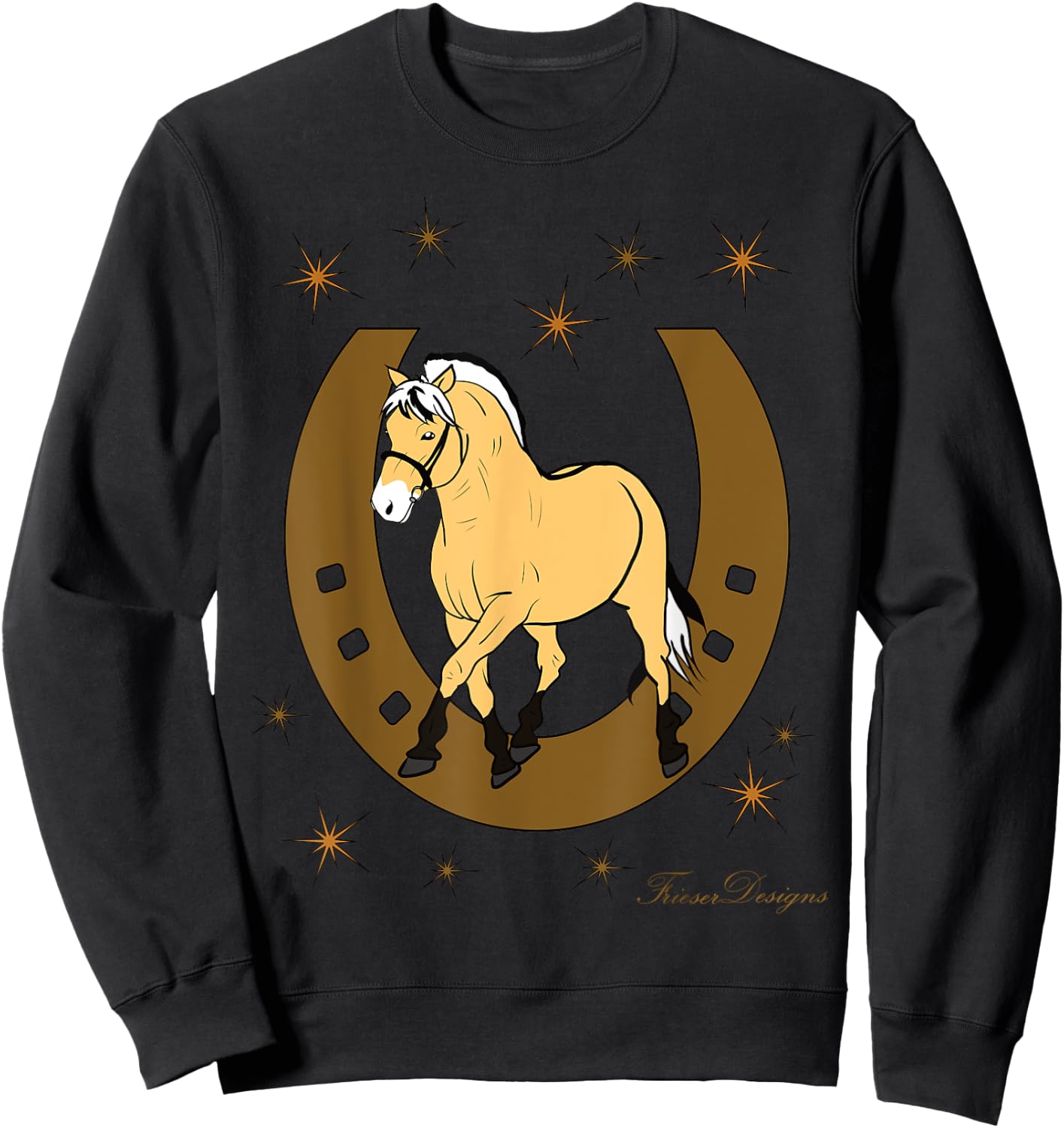 Fjord Horse, Fjord, Fjordi with Horseshoe Pony Fan Cute Horses Sweatshirt - Sweatshirt | Black
