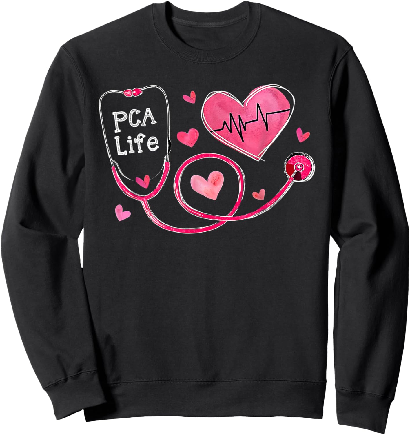 Pca Life Valentine Heart Stethoscope Sweatshirt - Sweatshirt | Black