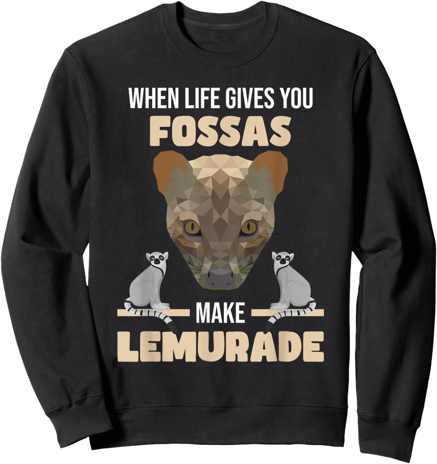 Fossa Hunting Lemurs | Carnivore Fossa Graphic | Madagascar Sweatshirt - Sweatshirt | Black