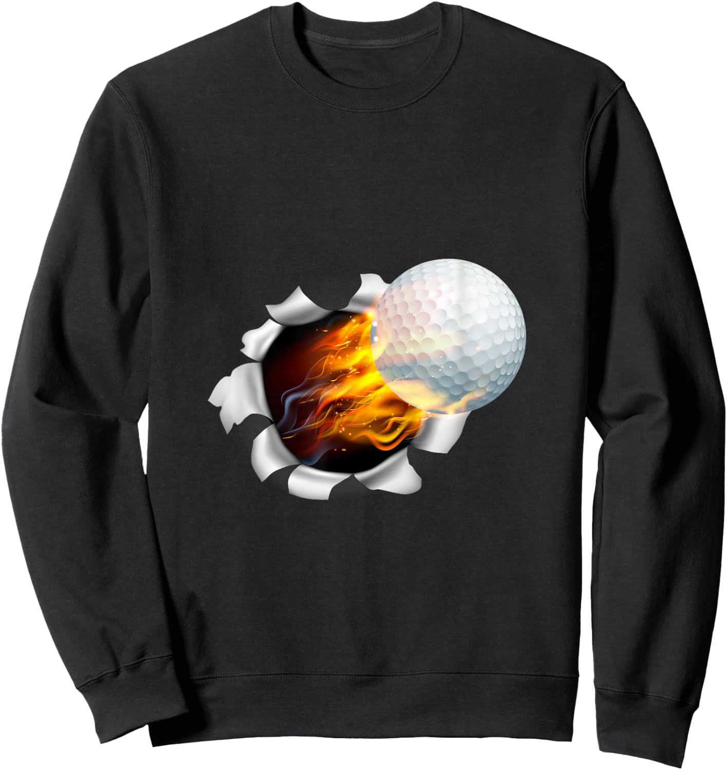 Golf Ball Flame Fire Breaking Background Sweatshirt - Sweatshirt | Black