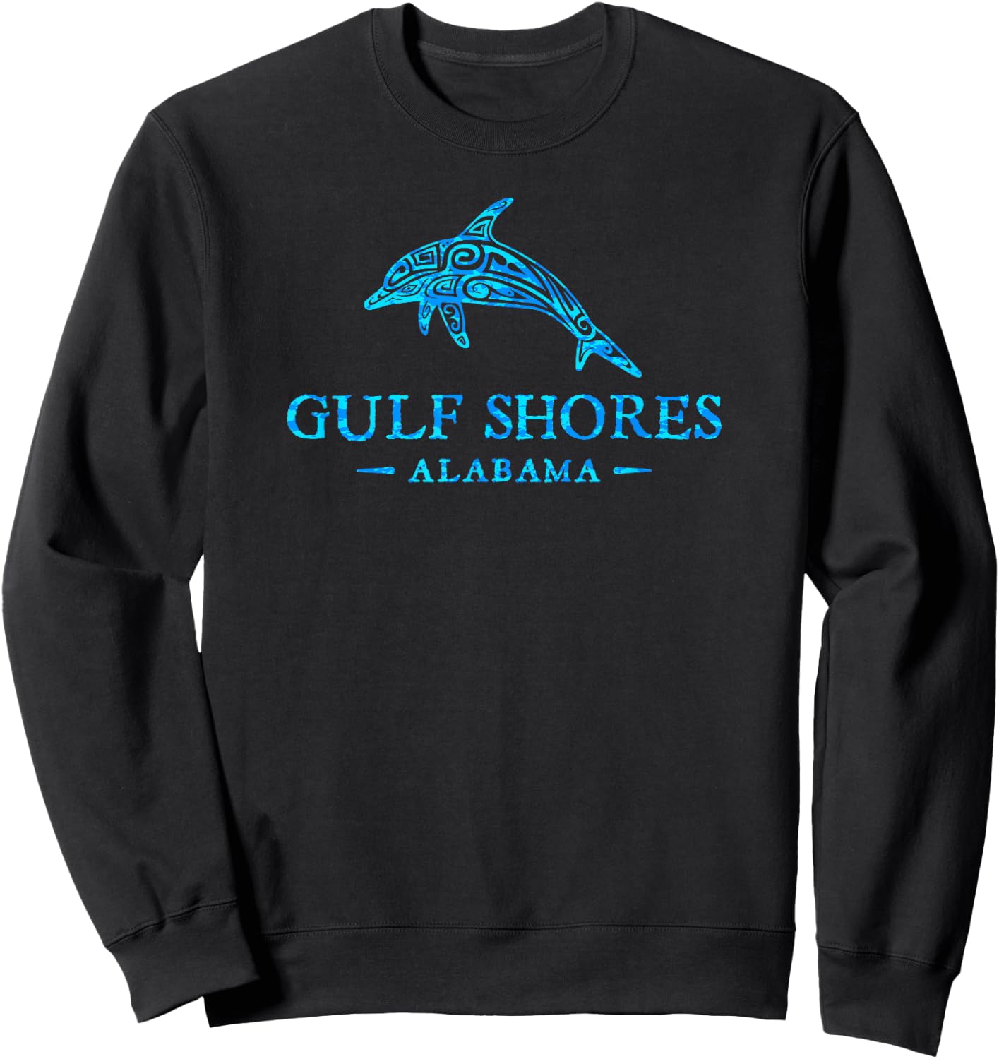 Gulf Shores Alabama Retro Dolphin Boys Girls Toddler Sweatshirt - Sweatshirt | Black