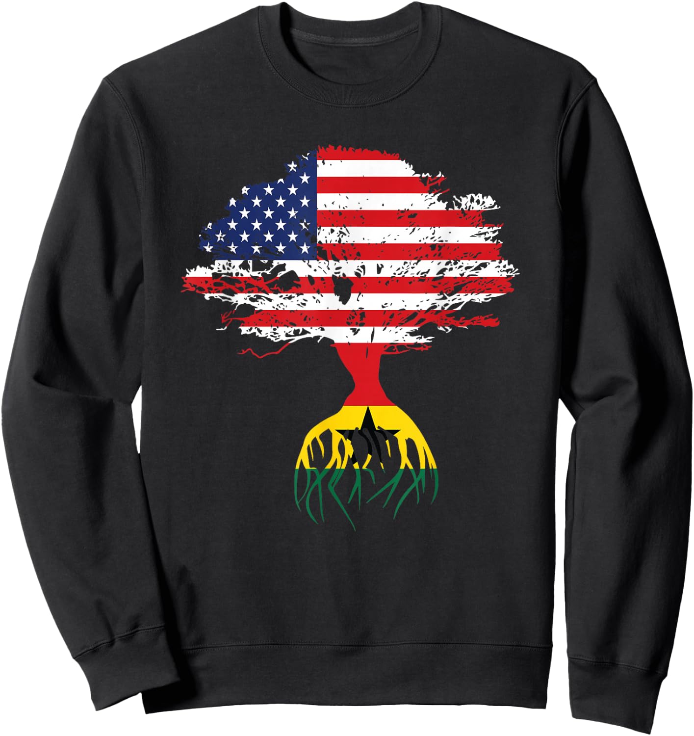 Ghanaian Roots American Flag Ghana Gifts Sweatshirt - Sweatshirt | Black
