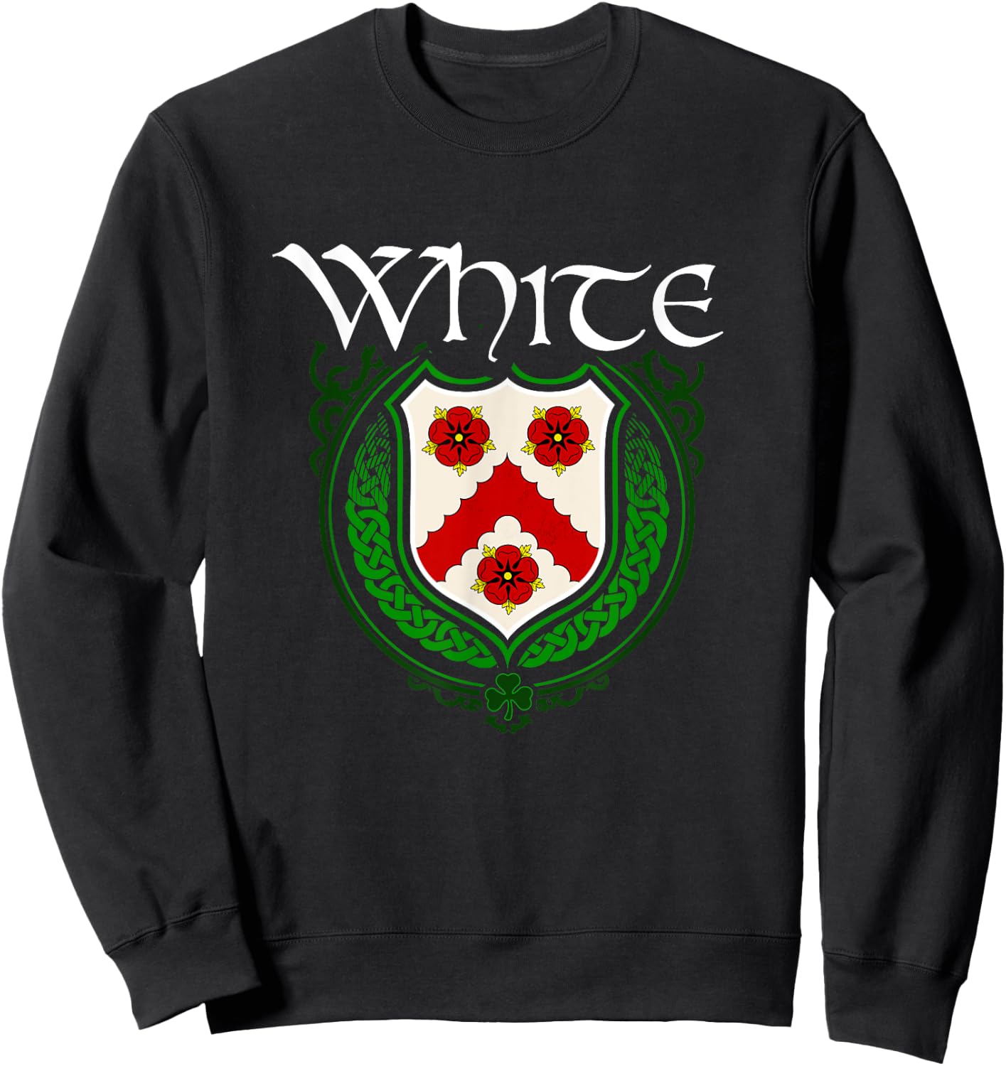White Surname Irish Clan Tartan Badge Ireland Sweatshirt - Sweatshirt | Black