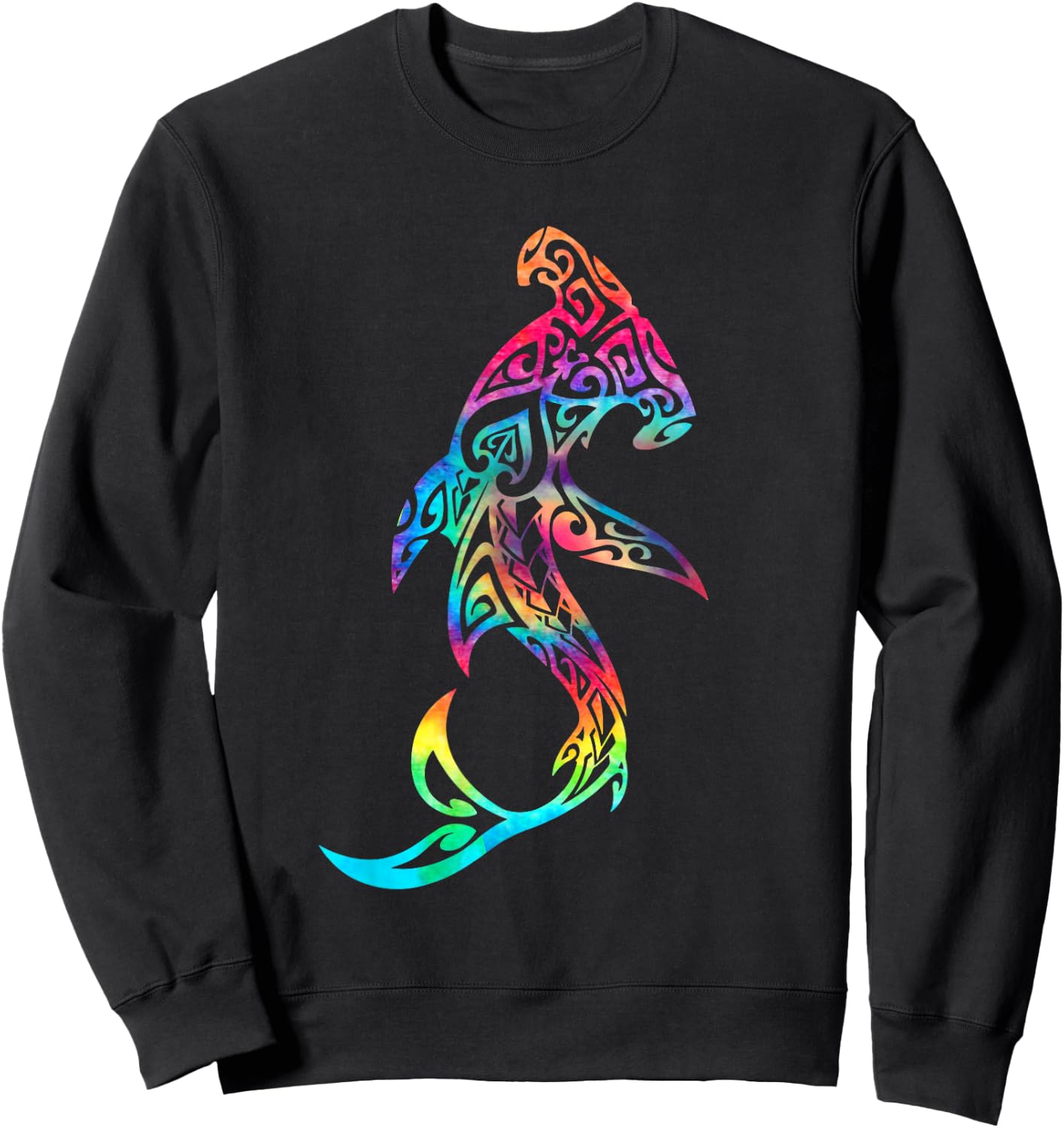Hawaii Polynesian Tribal Hammerhead Shark Aloha Ocean Sweatshirt - Sweatshirt | Black