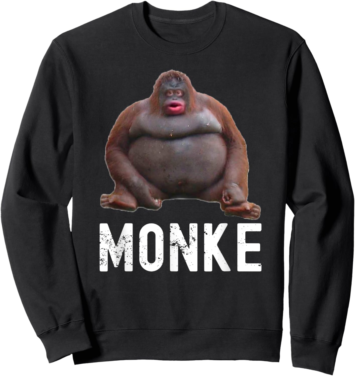 Uh Oh Stinky Monke Apparel Monkey Meme Sweatshirt - Sweatshirt | Black