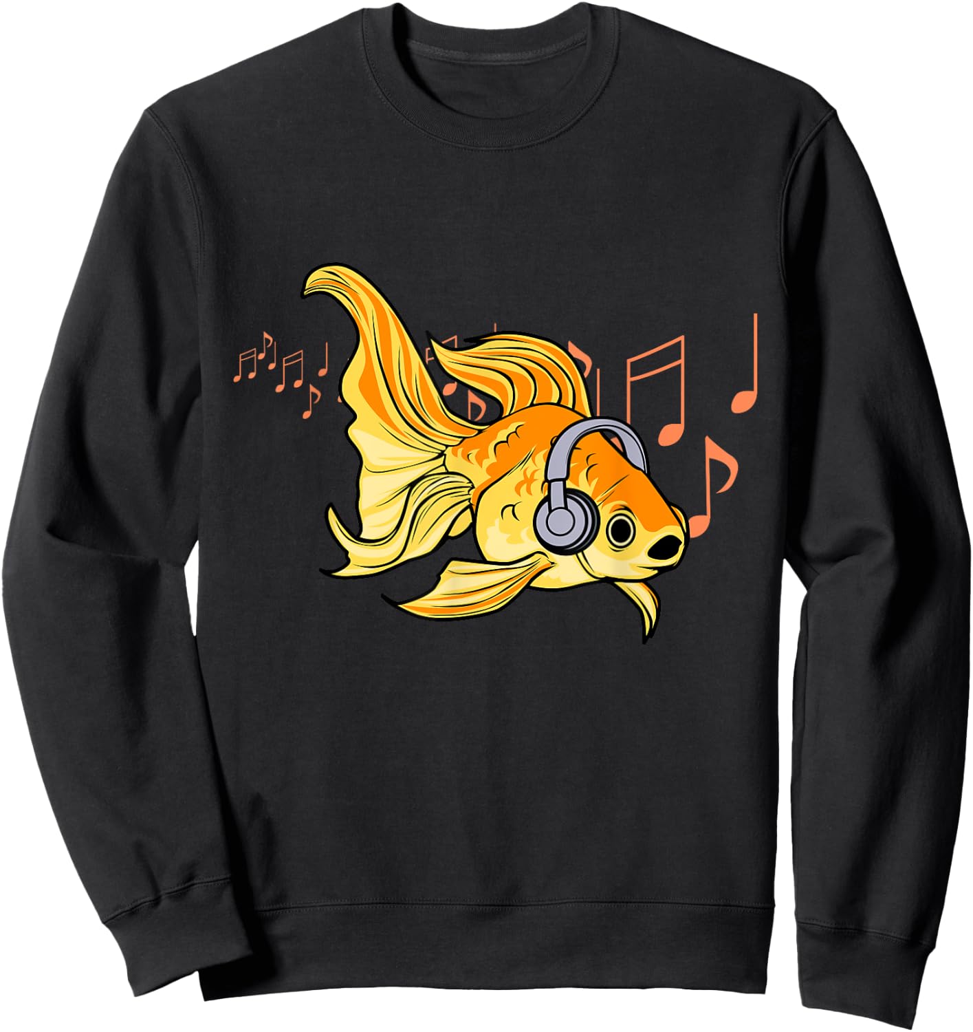 Goldfish Listening Music Headphones Musician Sweatshirt - Sweatshirt | Black