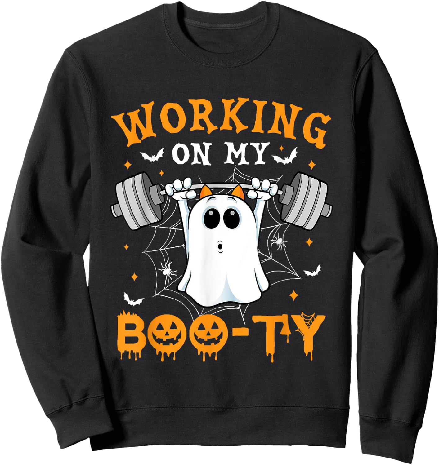 Funny Halloween Working On My Booty Workout Gym Sweatshirt - Sweatshirt | Black