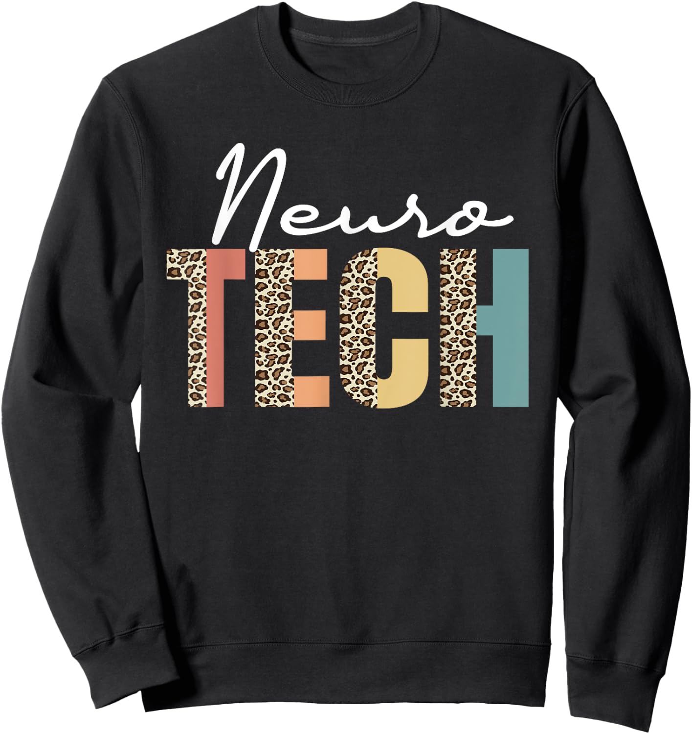 Neuro Tech Leopard Pattern Neurology Nursing EEG Brain Waves Sweatshirt - Sweatshirt | Black