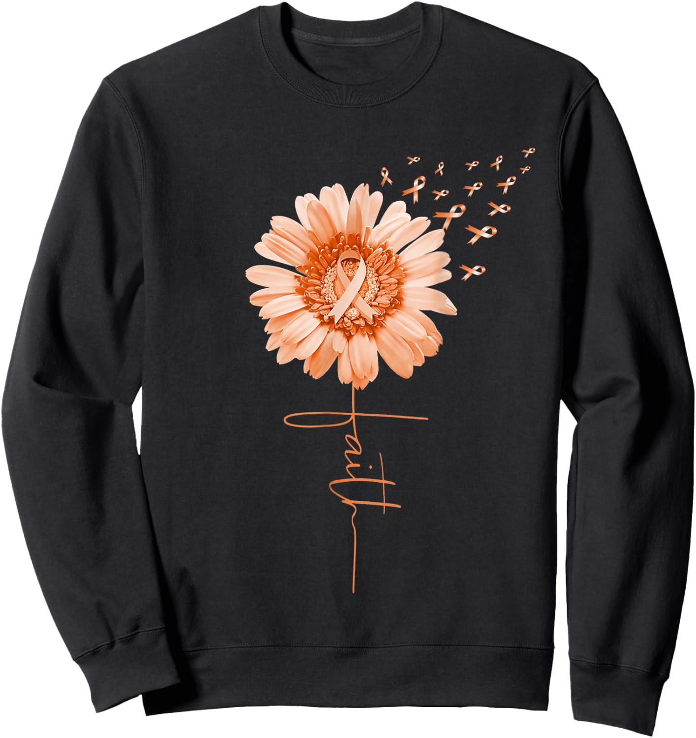 Multiple Sclerosis Faith MS Awareness Sunflower Ribbon Girl Sweatshirt - Sweatshirt | Black
