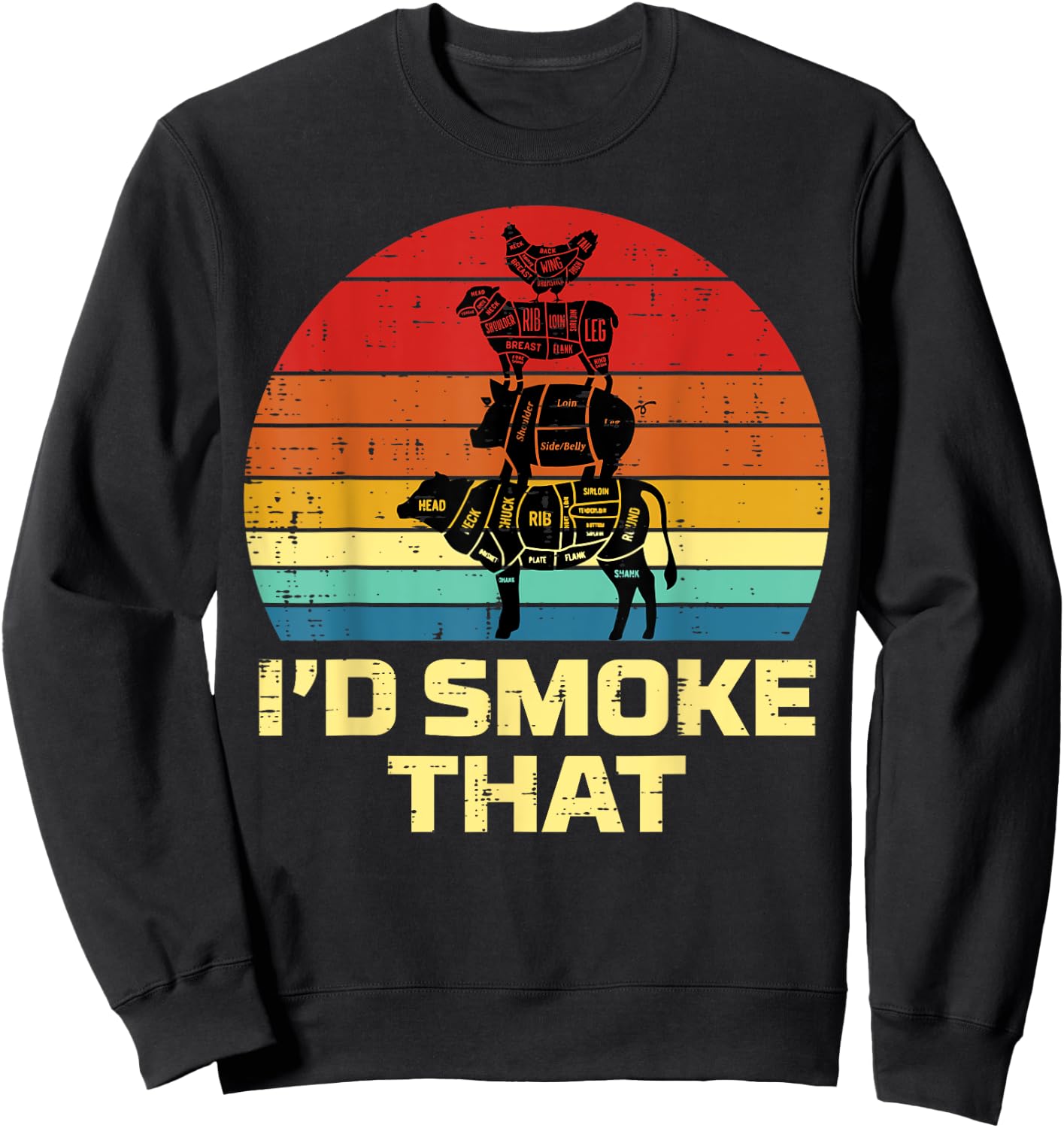 Id Grill That Retro Bbq Barbecue Grill Meat Lover Men Women Sweatshirt - Sweatshirt | Black