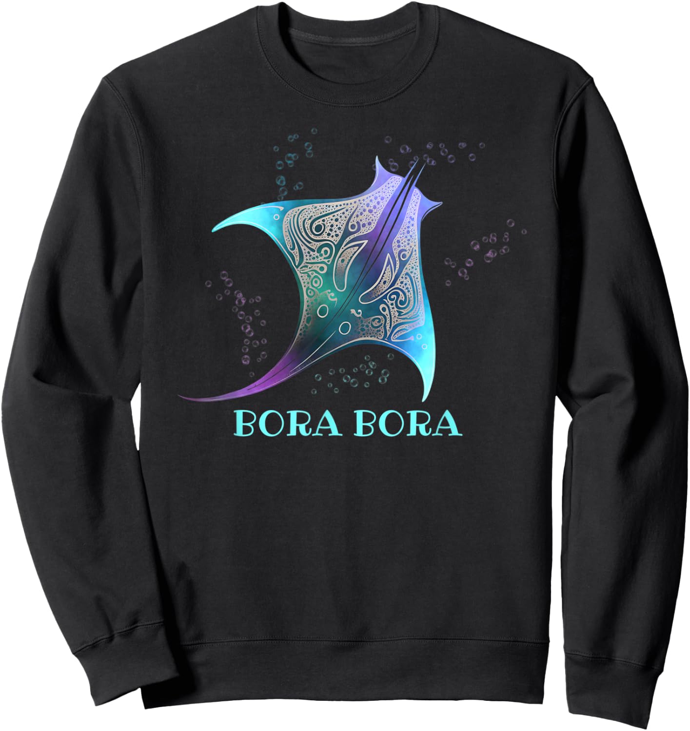 Stingray Manta Ray Scuba Diving, Bora Bora, French Polynesia Sweatshirt - Sweatshirt | Black