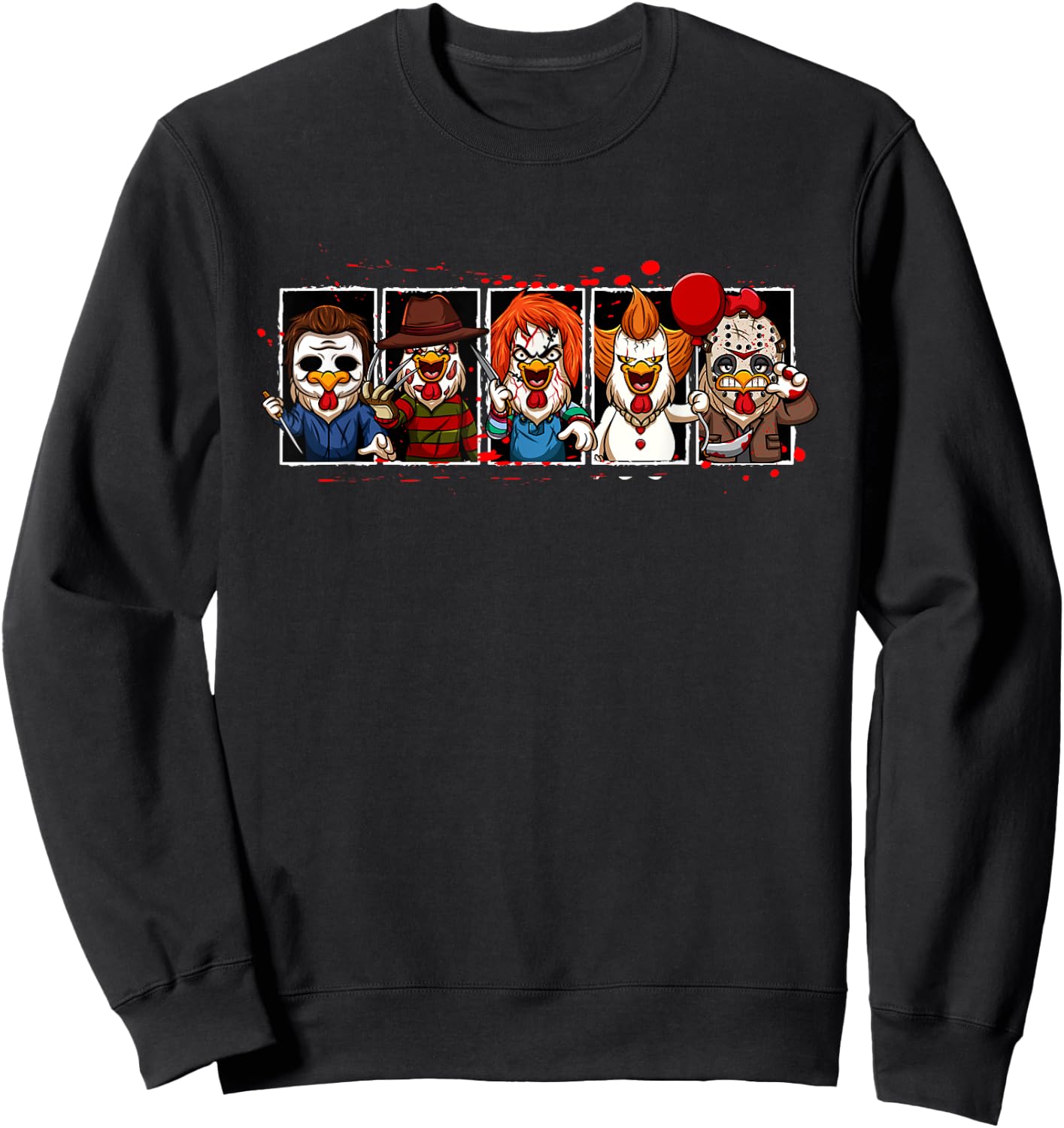 My Little Horror Crew - Halloween Horror Movies Chicken Sweatshirt - Sweatshirt | Black